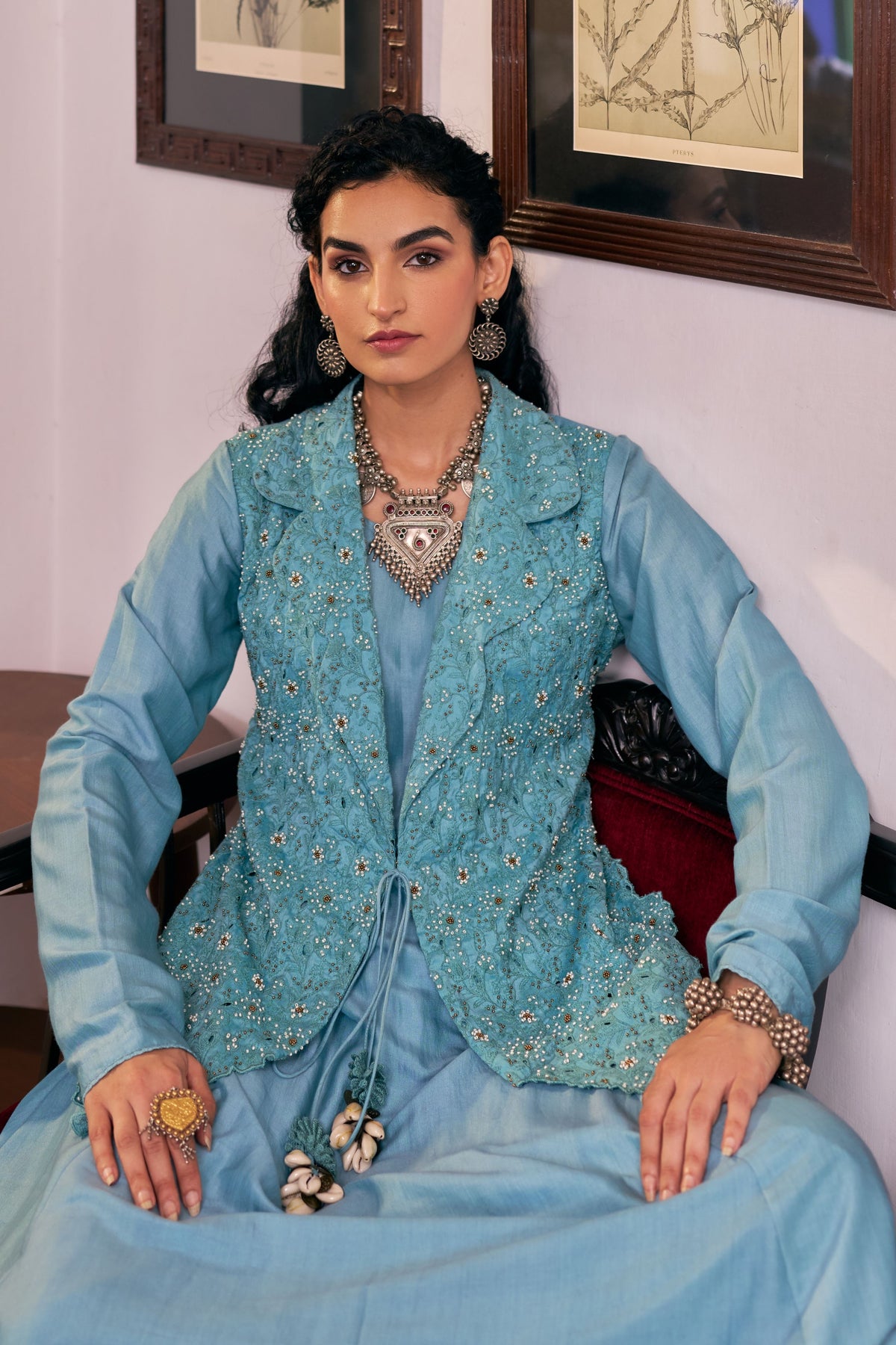 Blush Floral Handwork Kurta Set