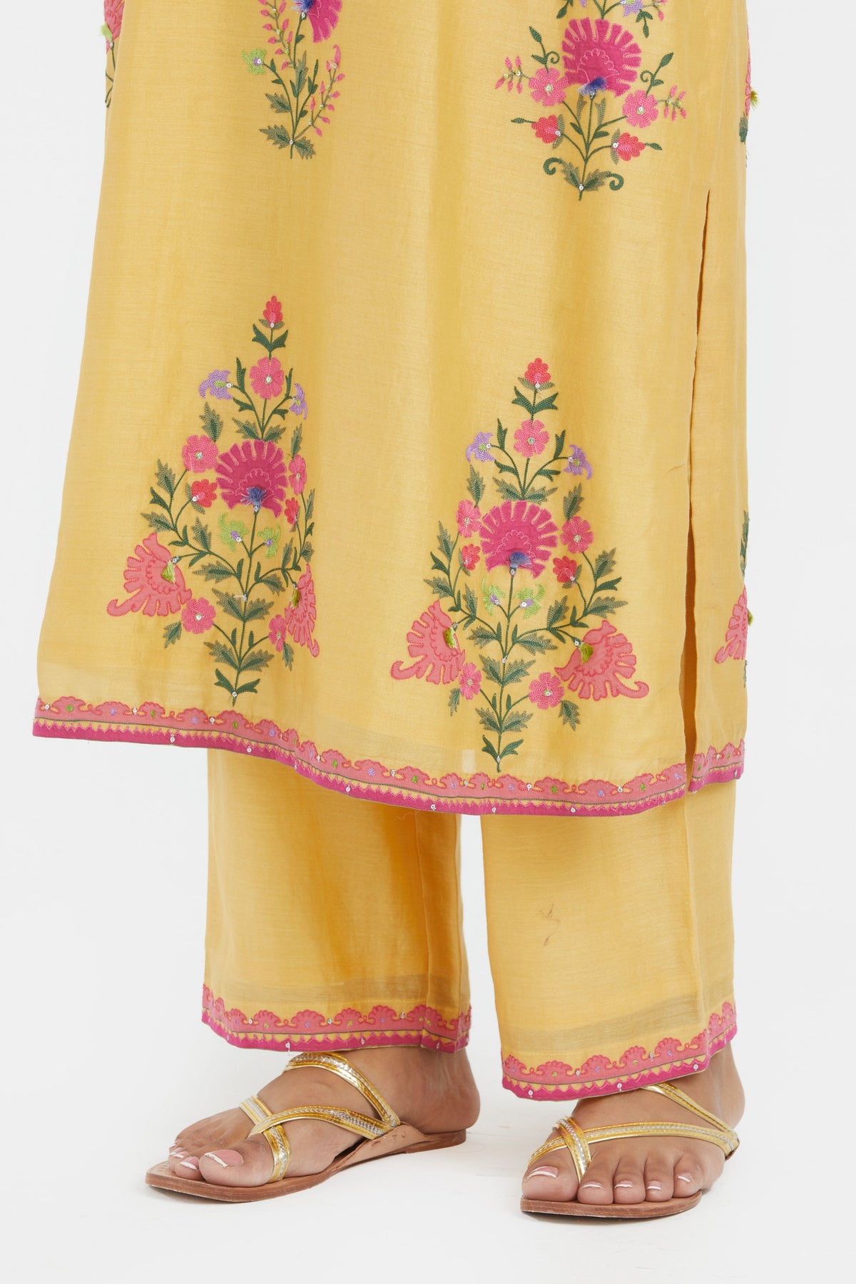 Yellow Silk Straight Kurta Set