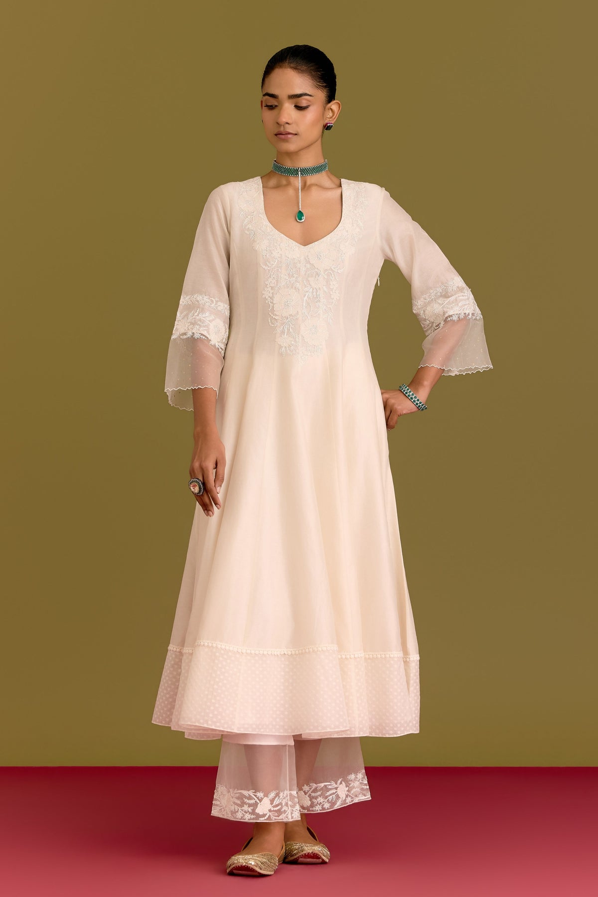 Ivory Anarkali Set