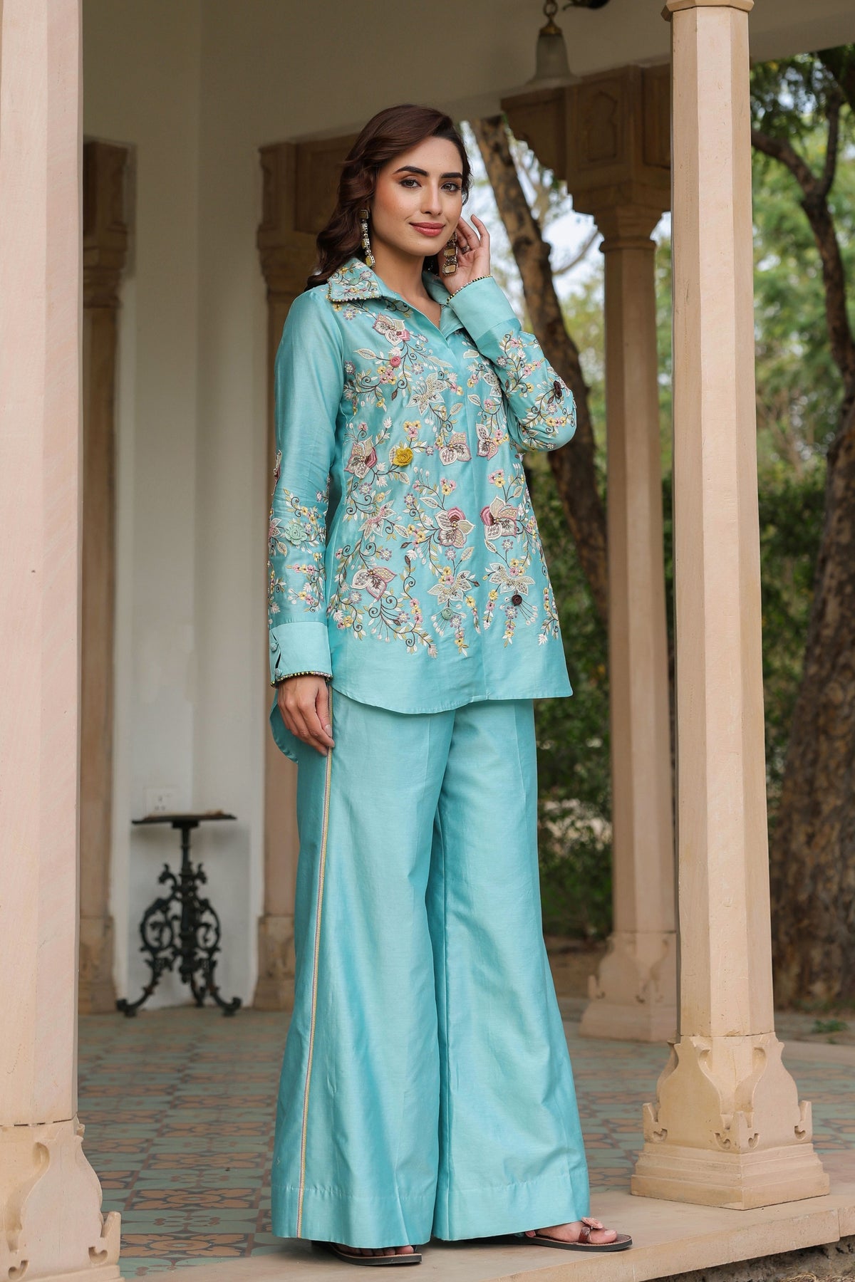 Gulzar Blue Jaal Co-ord Set