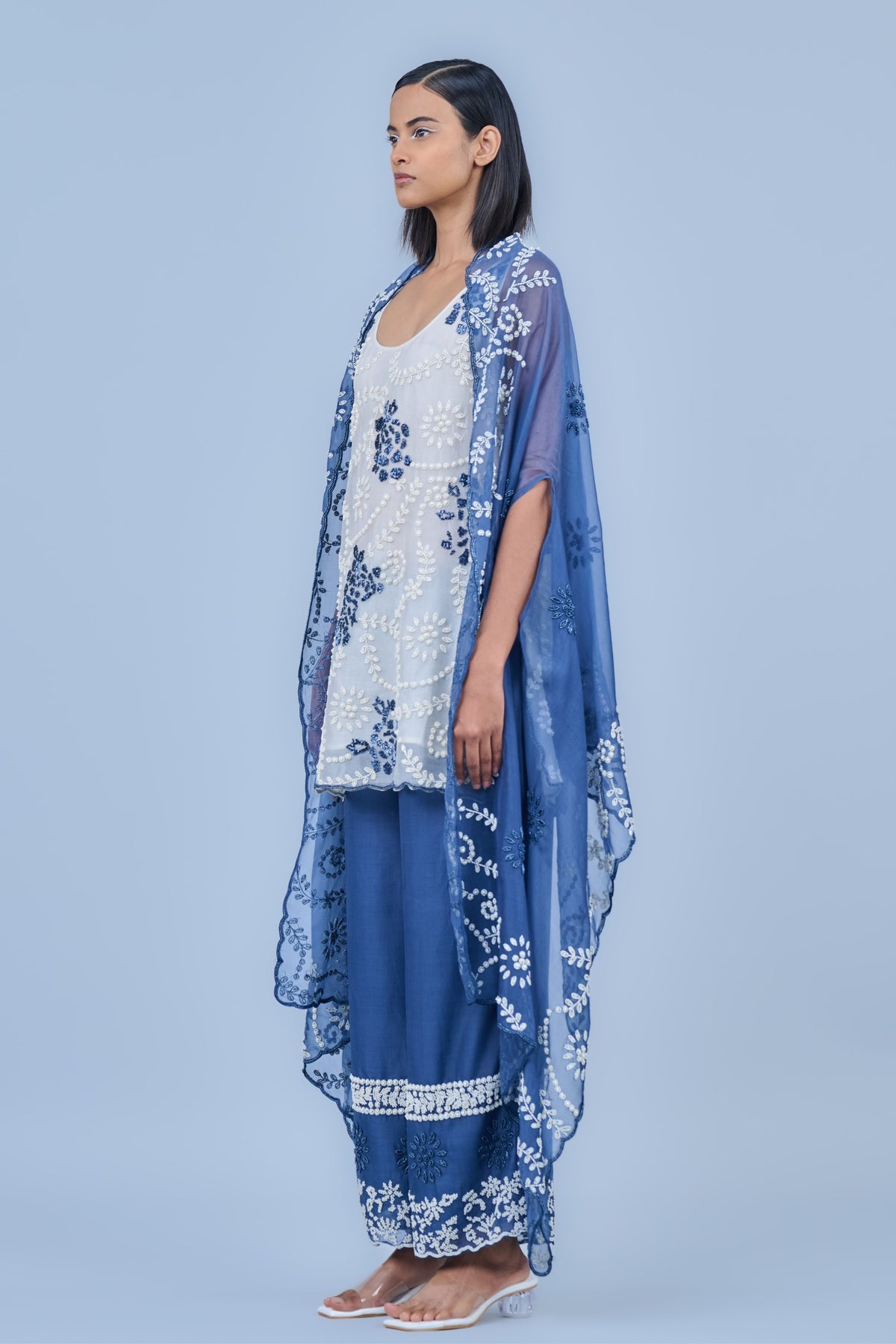 Space Blue Organza Cape
