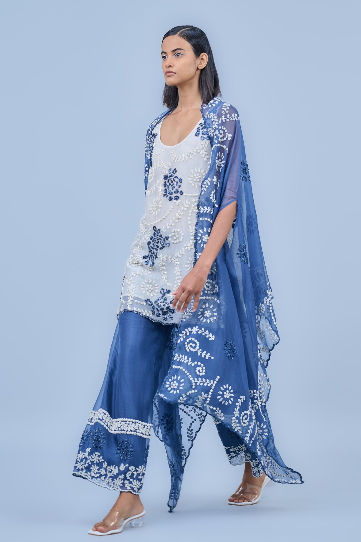 Space Blue Organza Cape