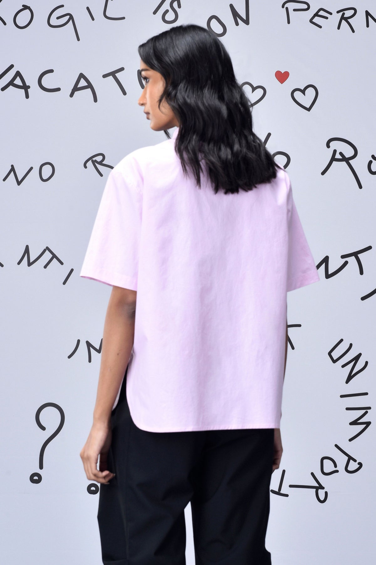 Scribble Rabbit Cuban Shirt Smoothie Pink