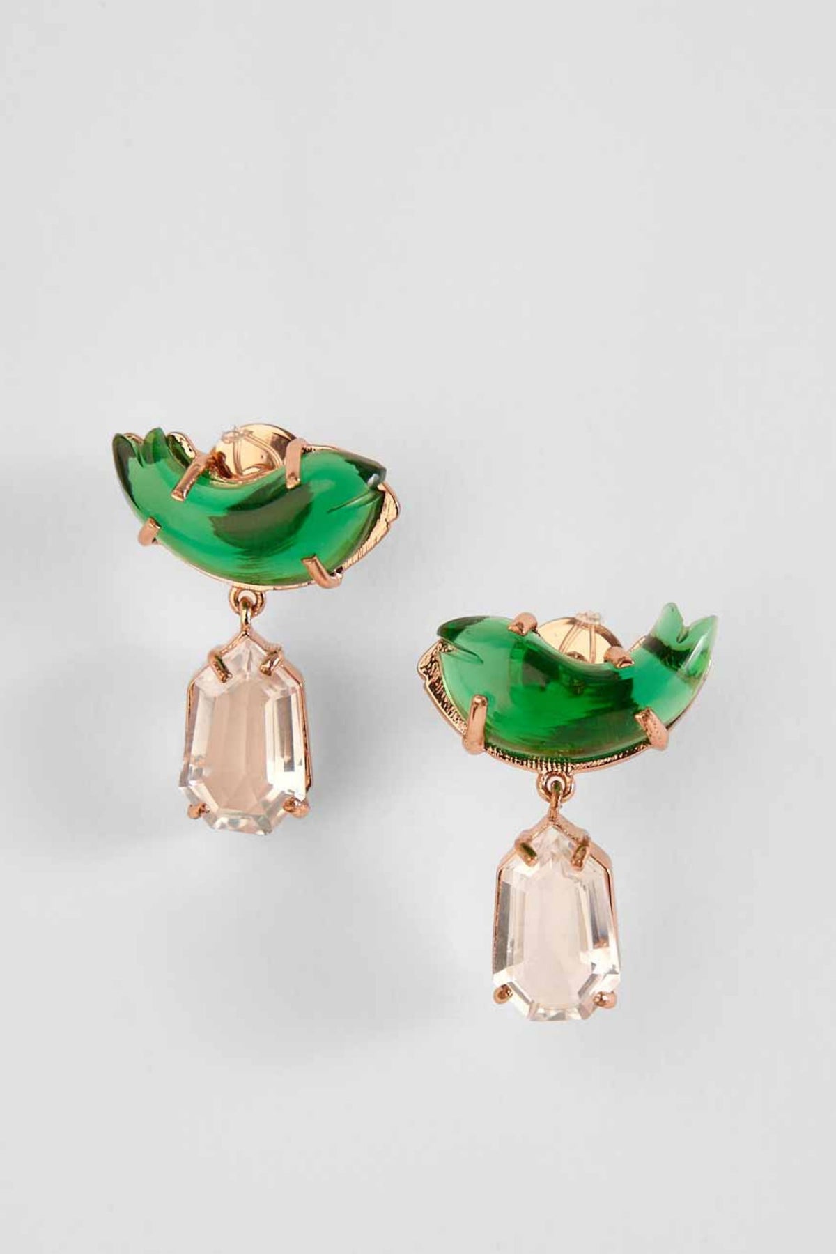 Le Cleo Drop Earrings in Jade Green