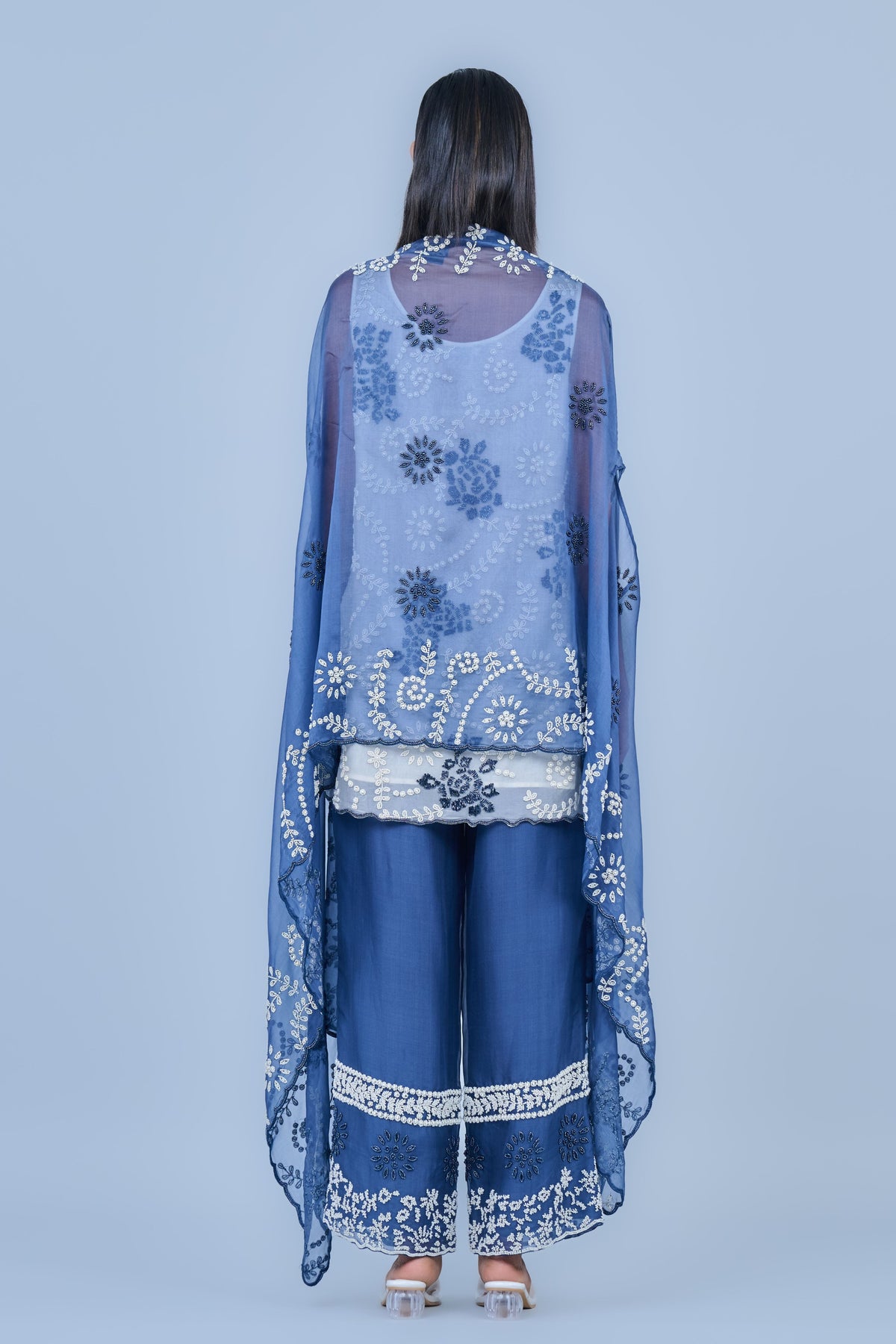 Space Blue Organza Cape
