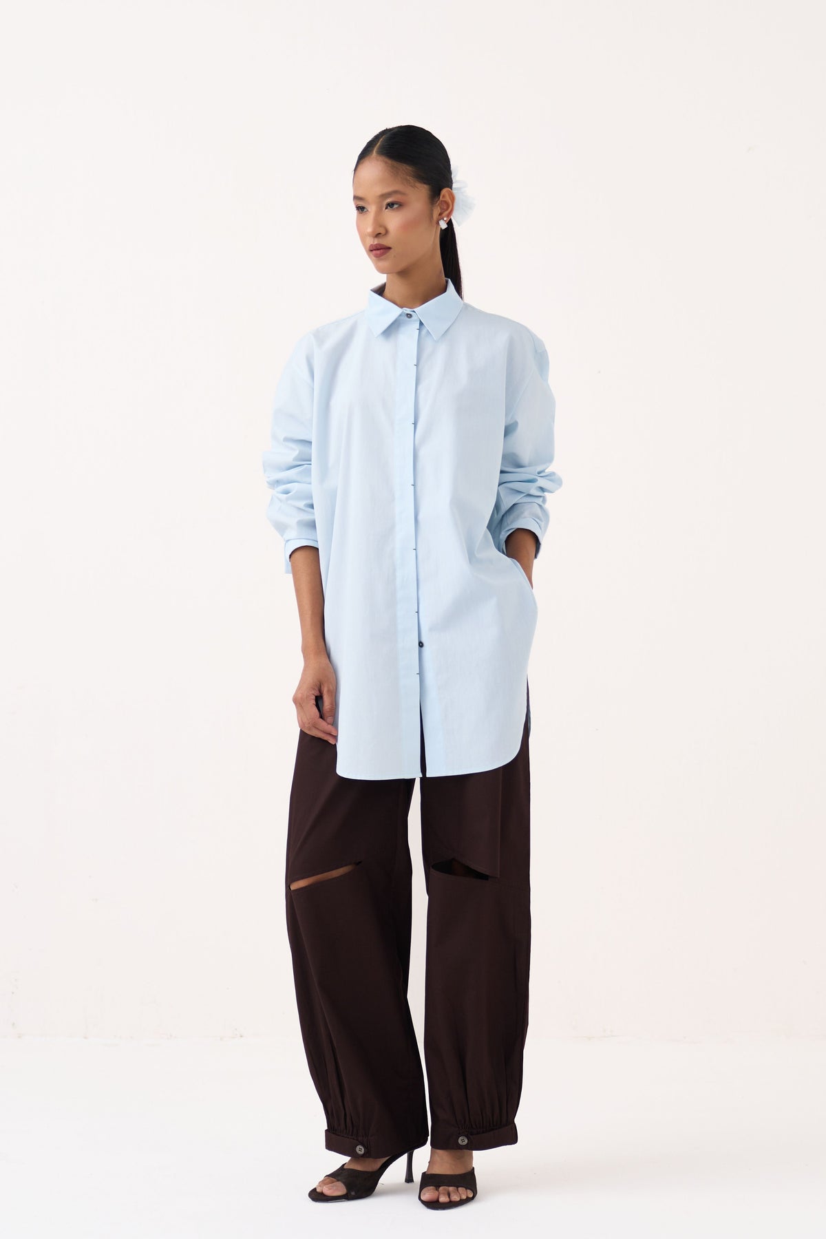Back Floral Drawstring Shirt
