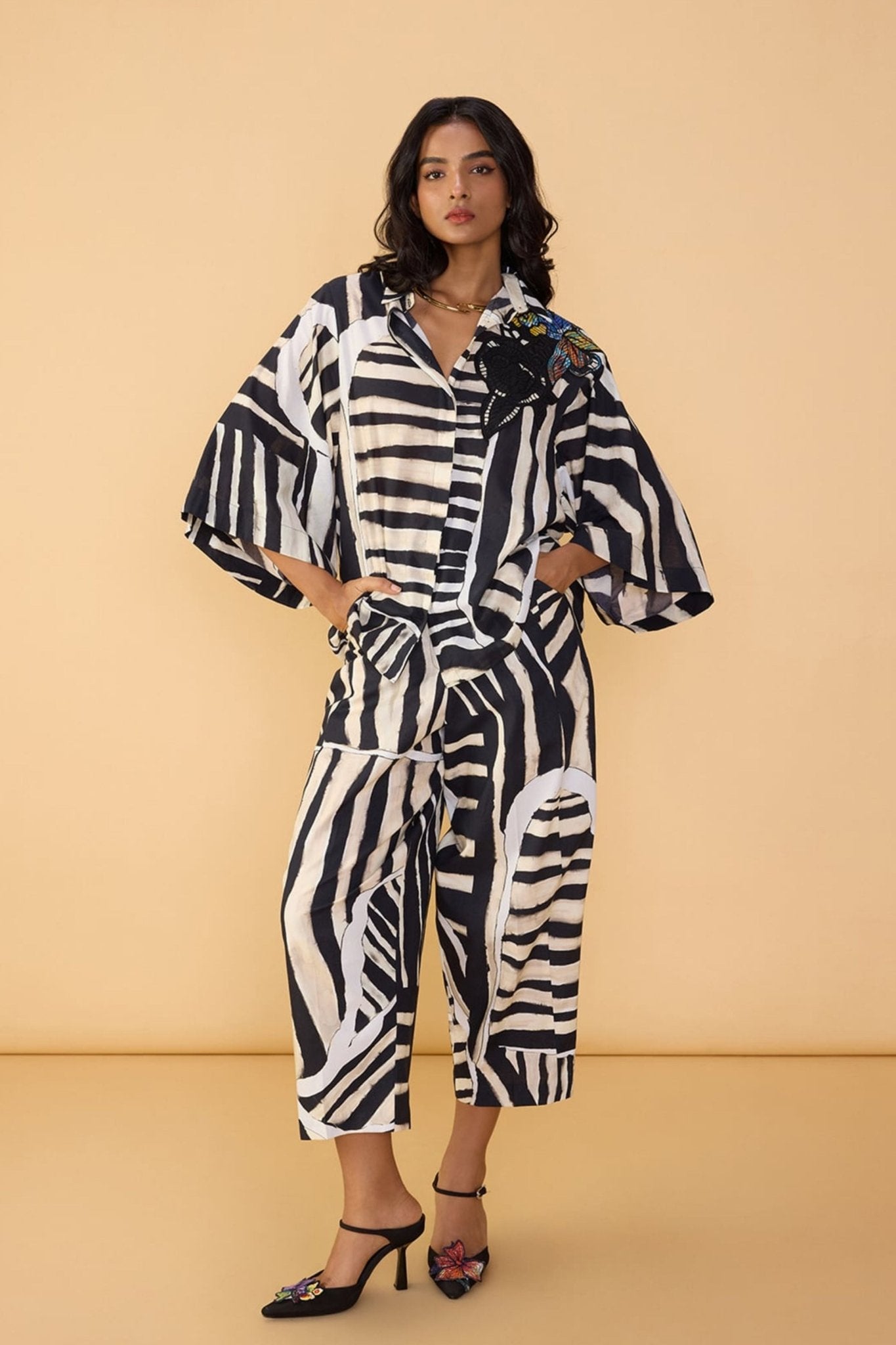Black White Stripe Loly Trouser - Saaksha & Kinni - Elahe