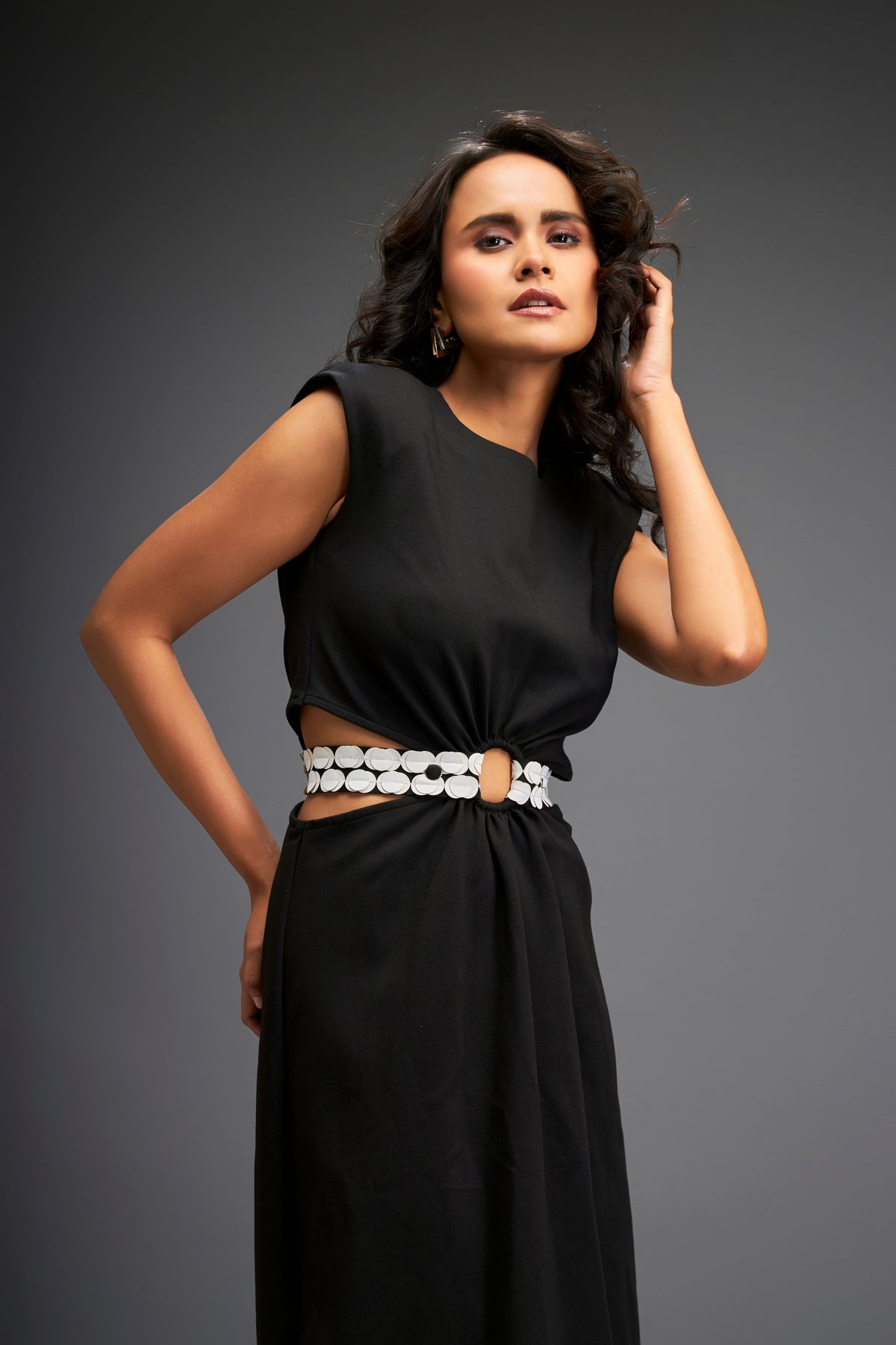 Black Waist Cut Out Dress