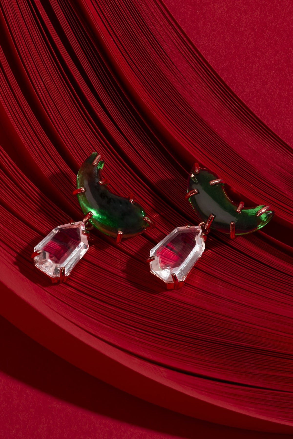 Le Cleo Drop Earrings in Jade Green