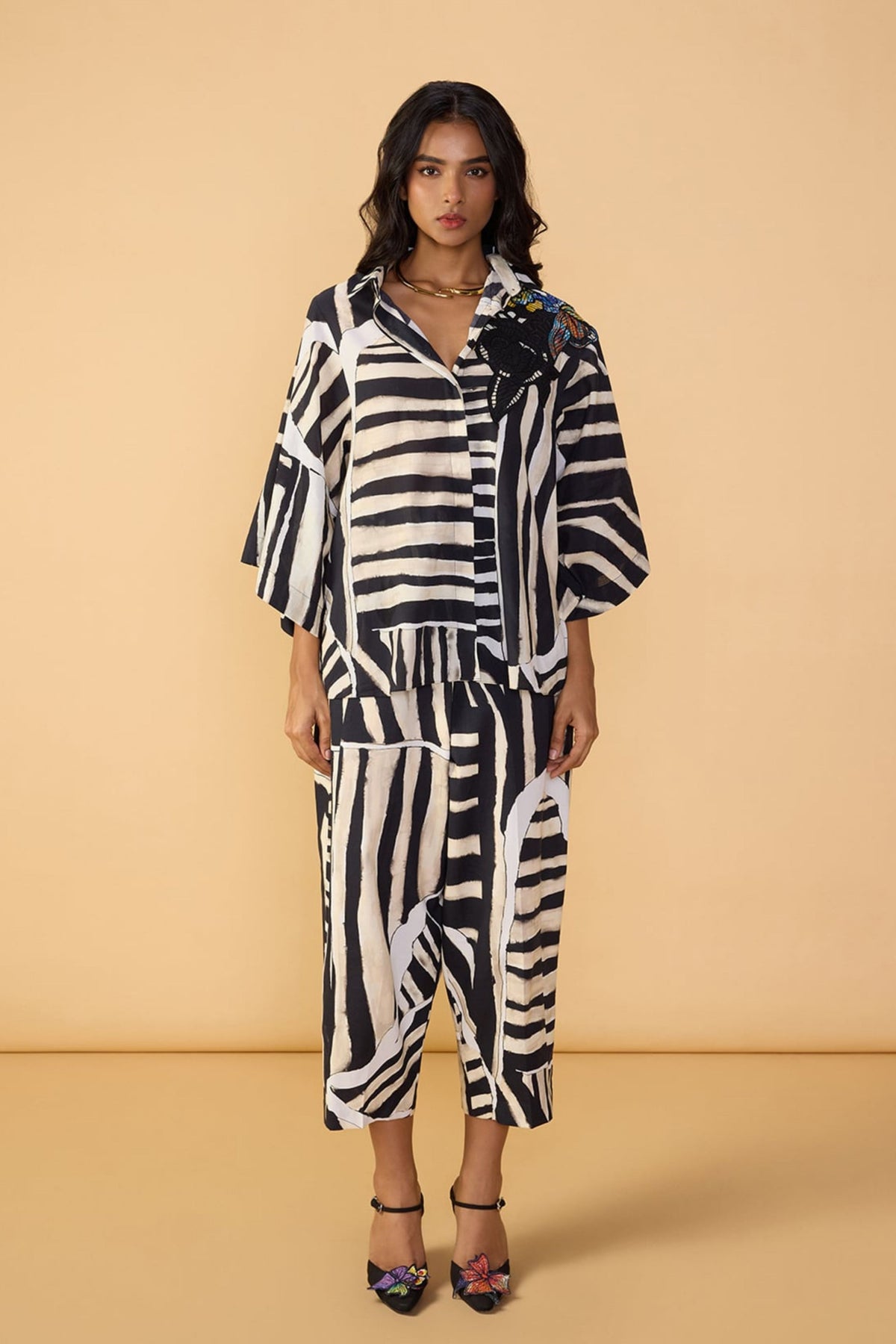 Black White Stripe Loly Trouser