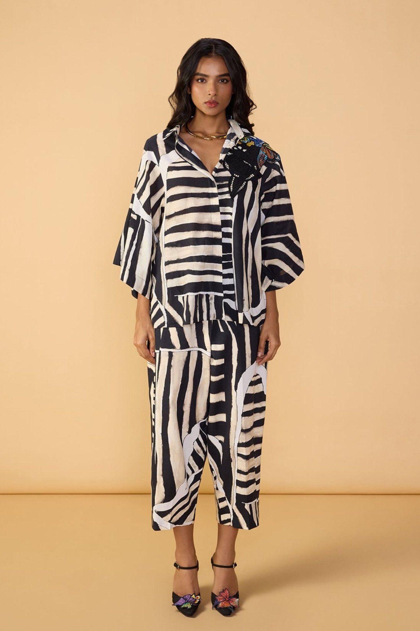 Black White Stripe Loly Trouser - Saaksha & Kinni - Elahe