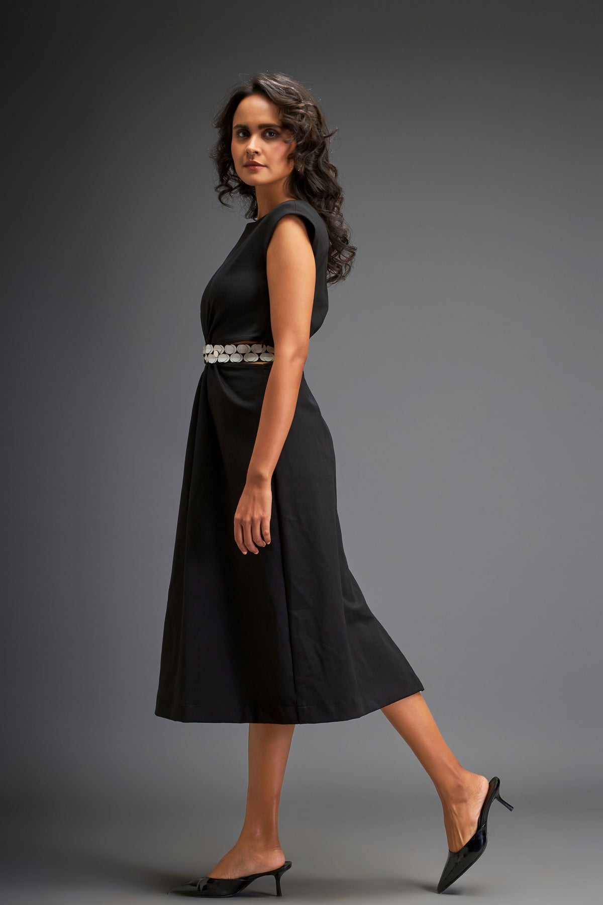 Black Waist Cut Out Dress