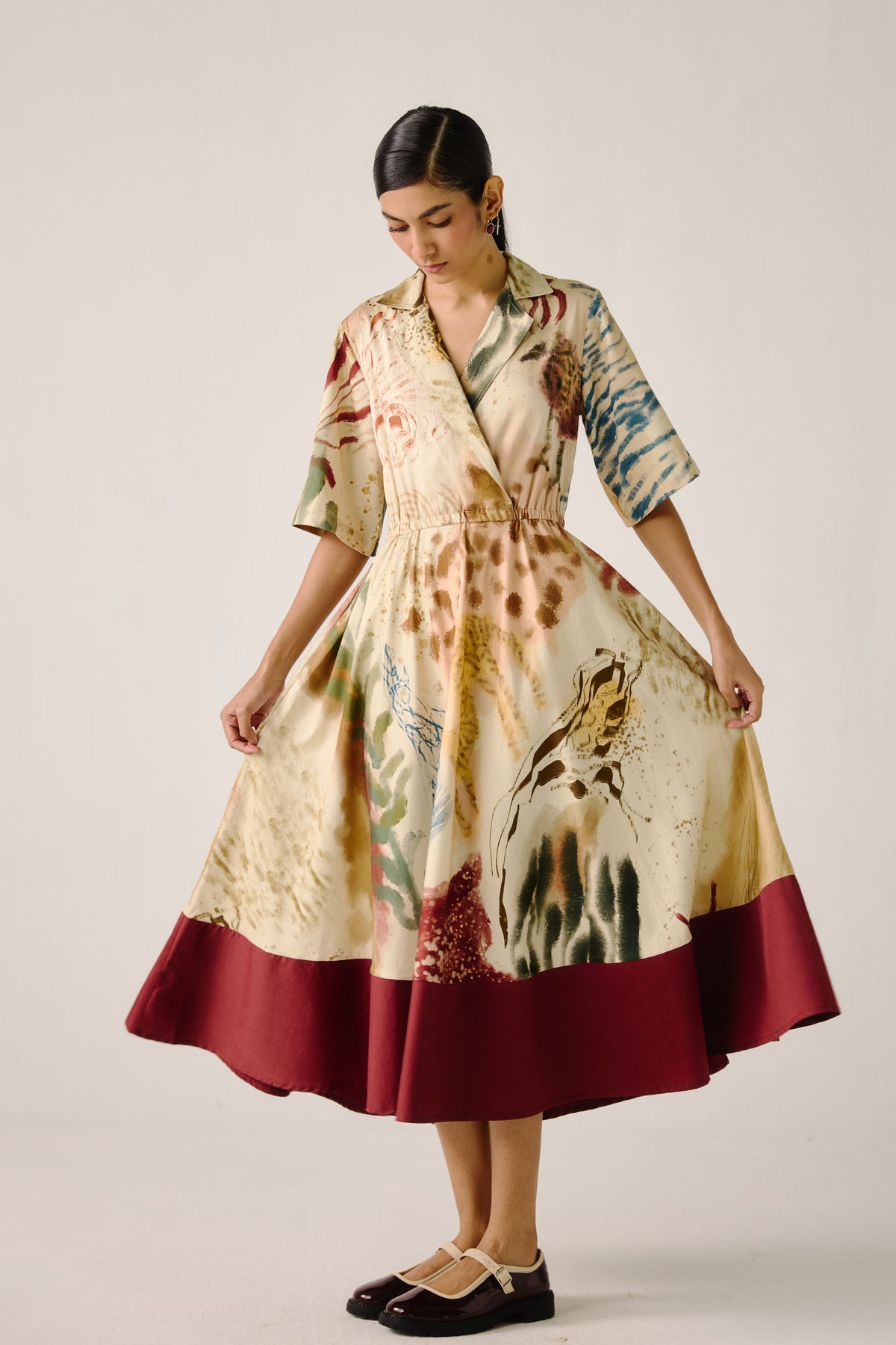 Abstract Print Blocked Dress