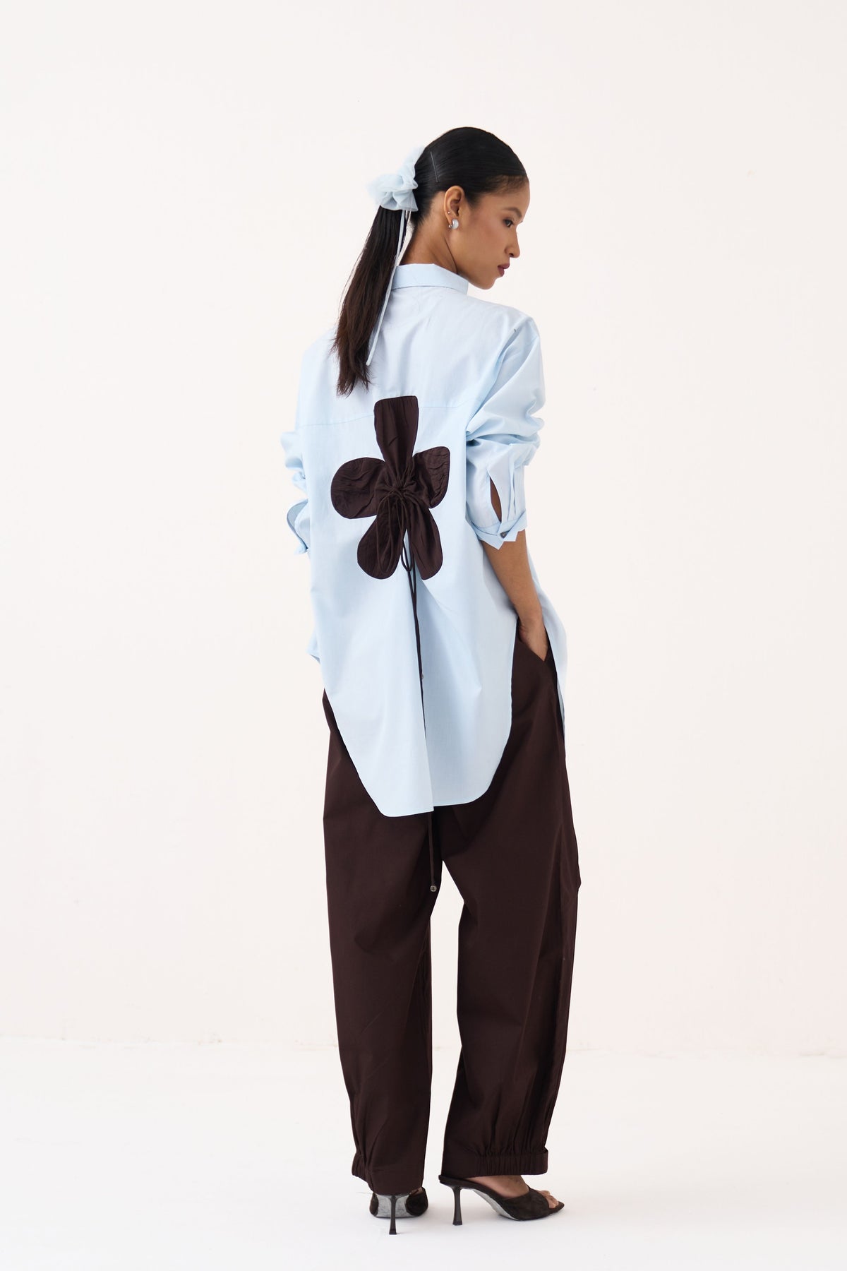 Back Floral Drawstring Shirt
