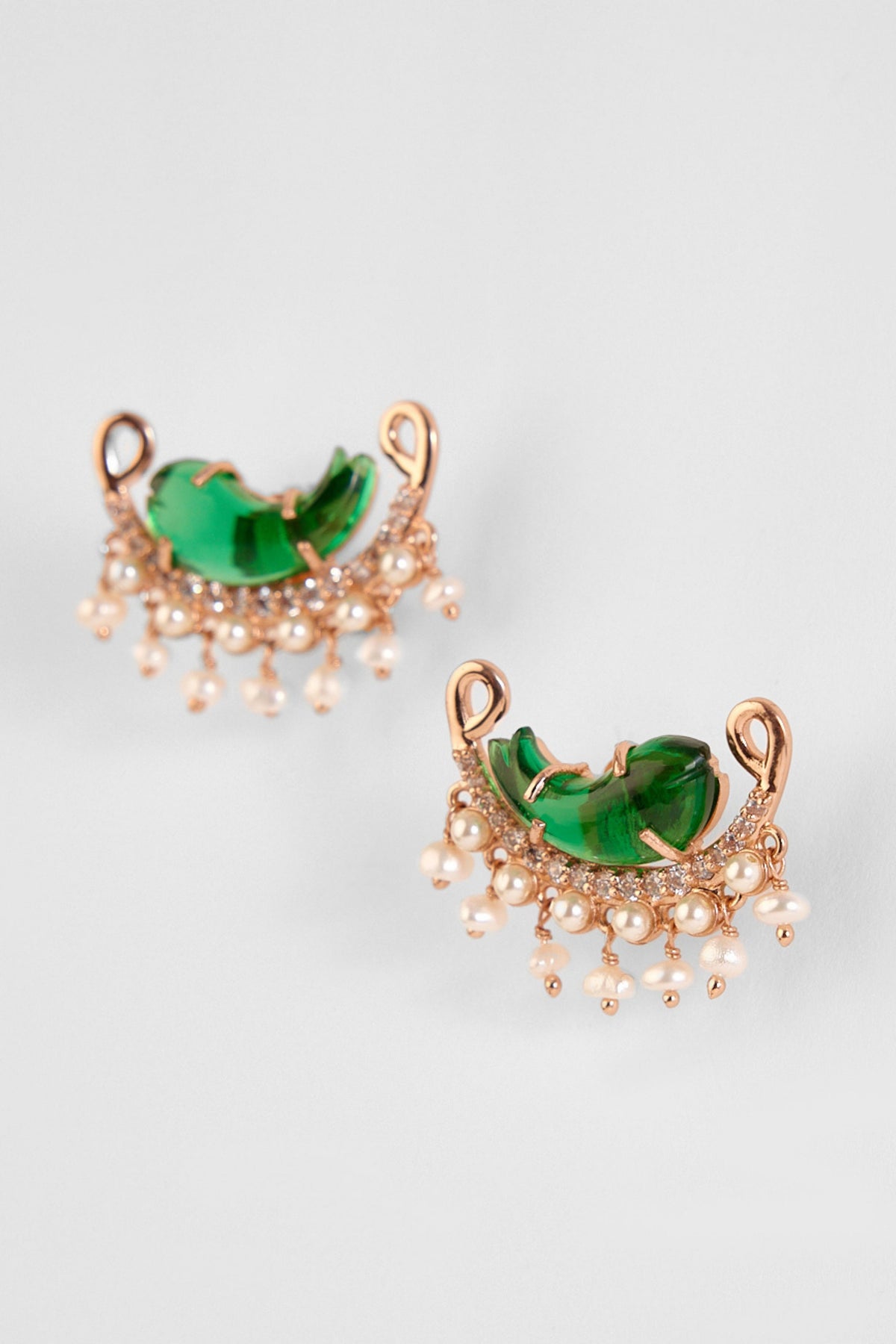 Le Cleo Stud Earrings in Jade Green