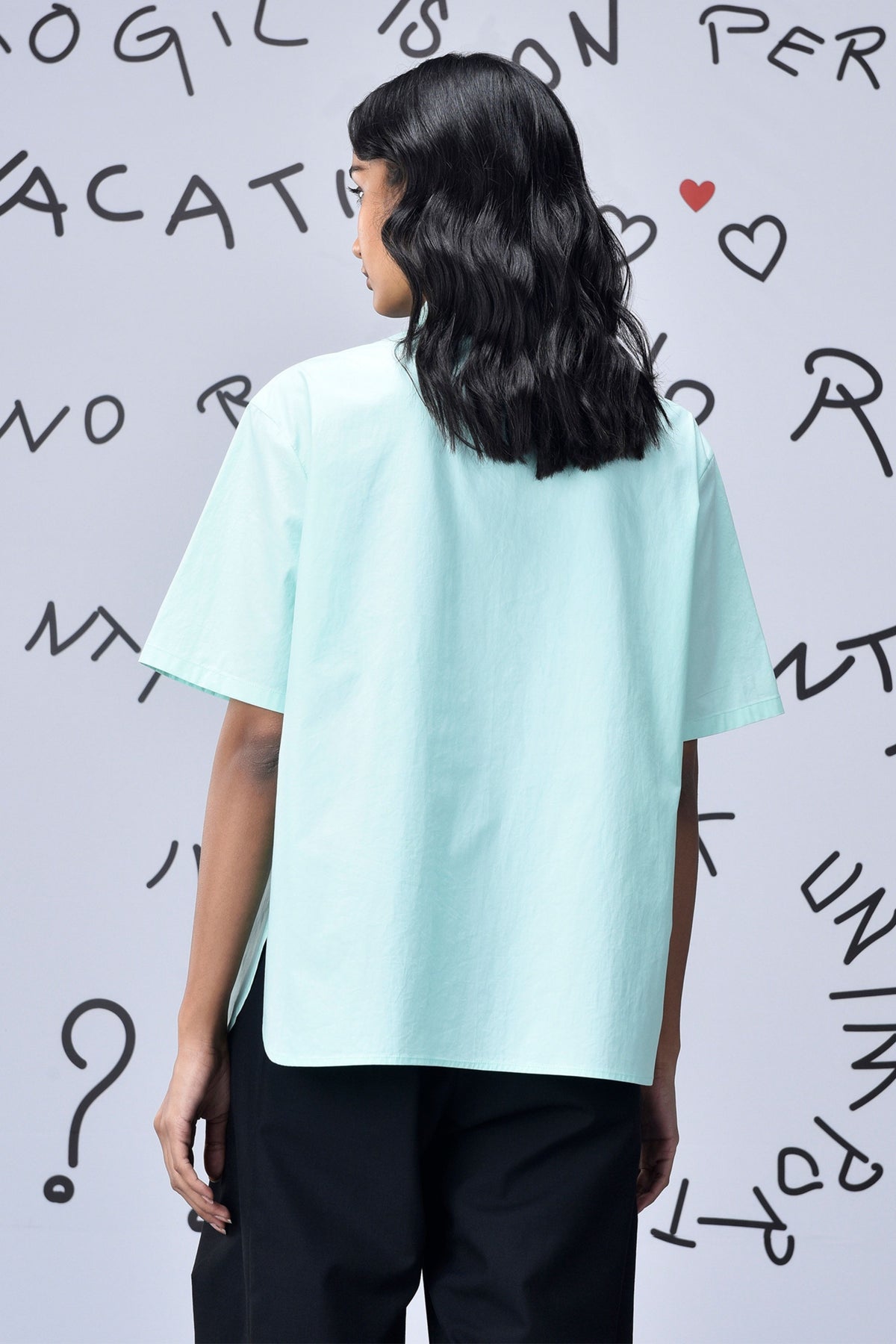Scribble Rabbit Cuban Shirt Nile Green