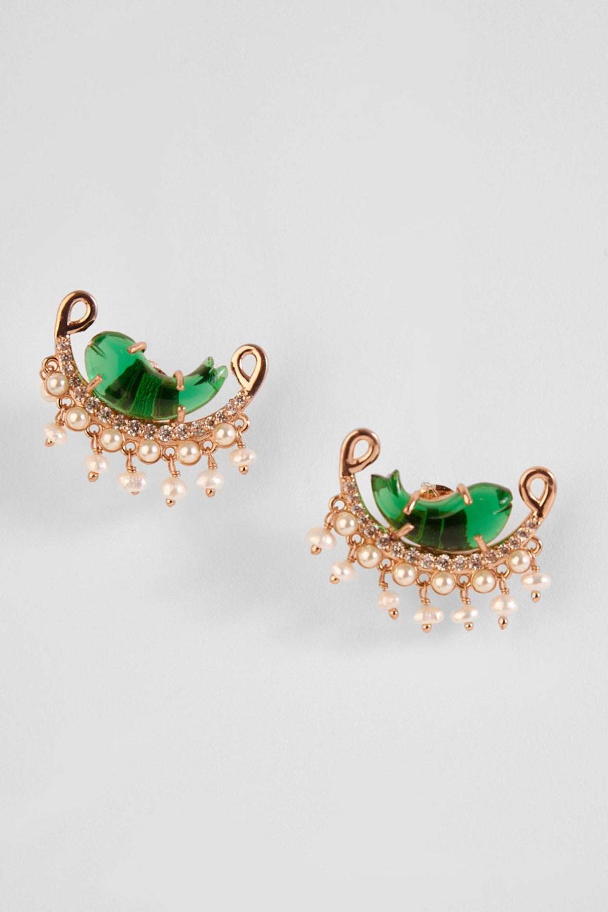 Le Cleo Stud Earrings in Jade Green