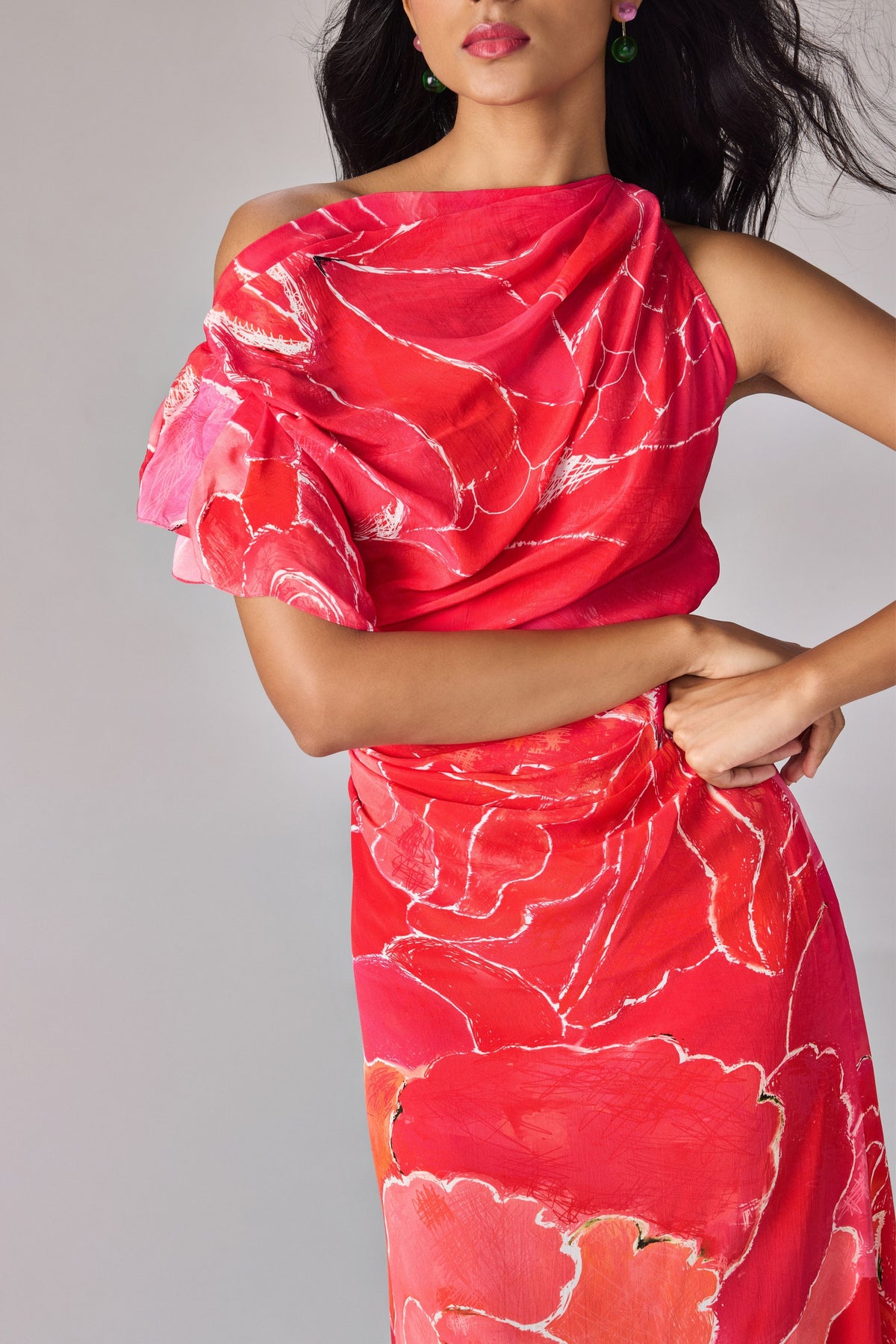 Pink Scratch Flower Emberly Dress