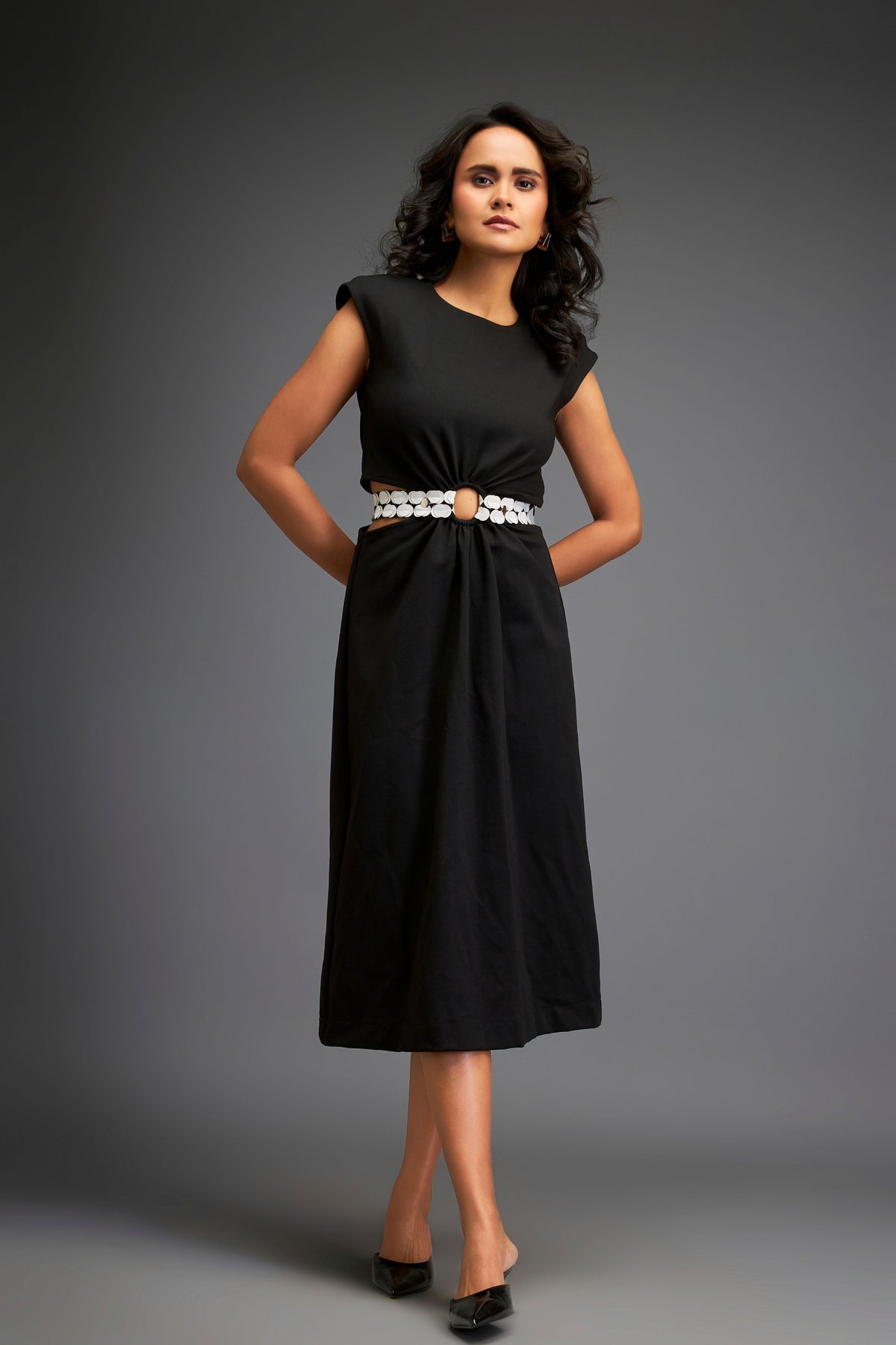 Black Waist Cut Out Dress