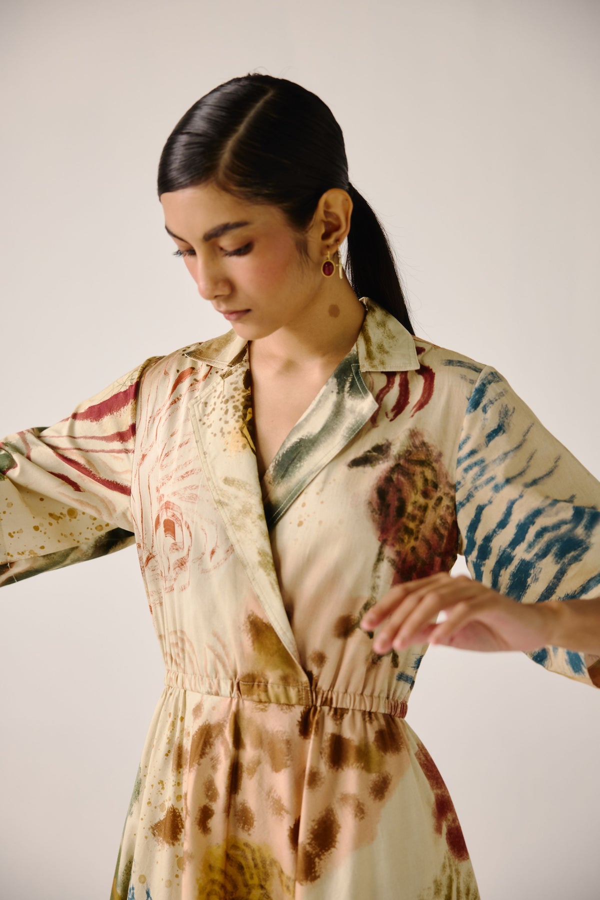 Abstract Print Blocked Dress