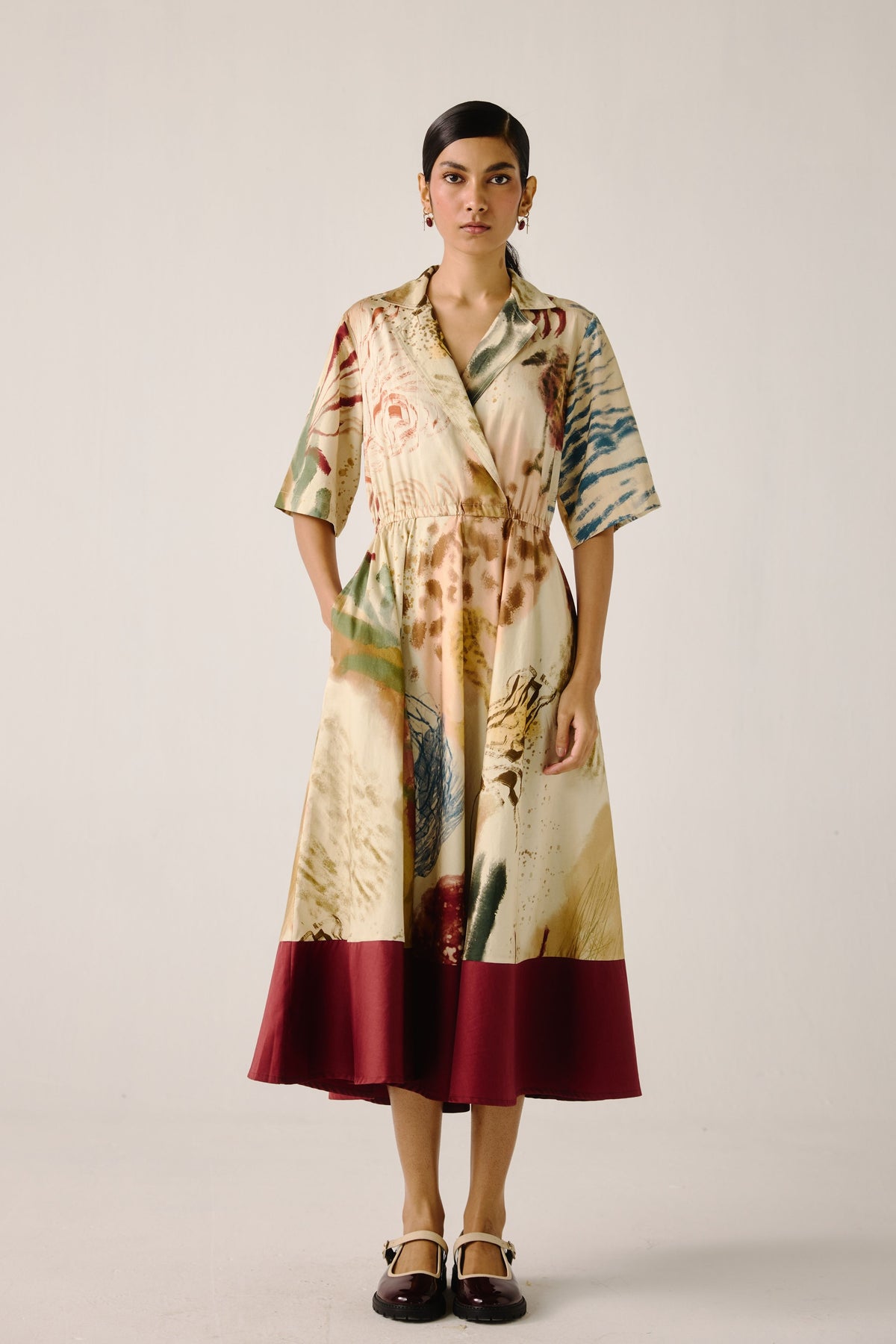 Abstract Print Blocked Dress
