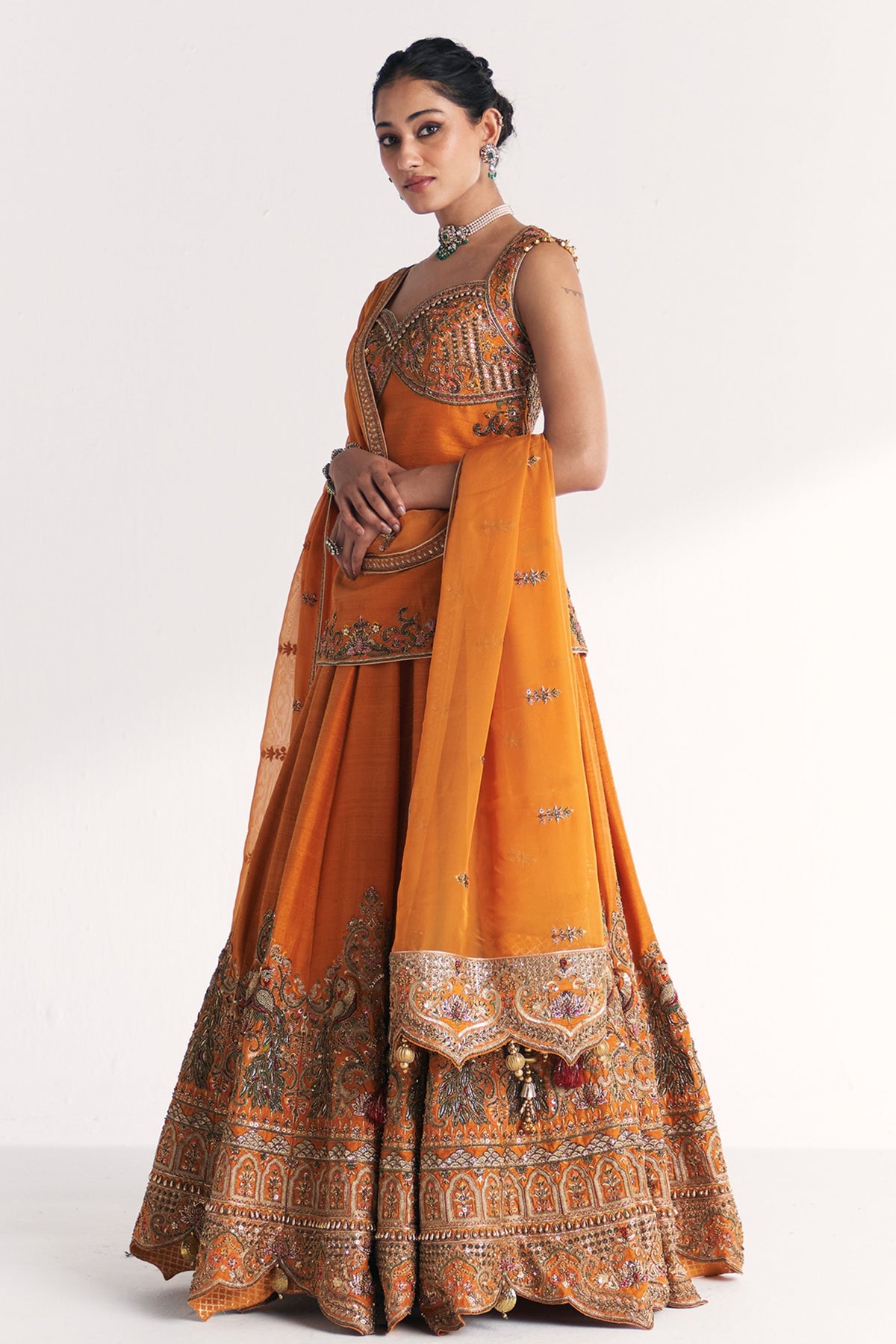 Mor Mustard Lehenga Set