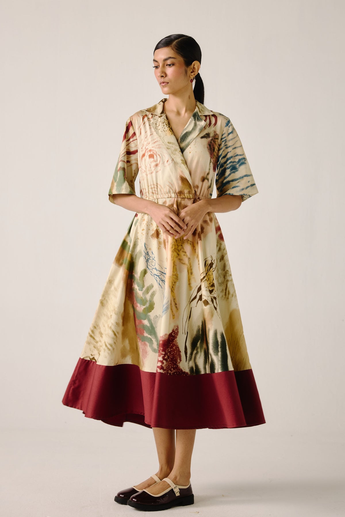 Abstract Print Blocked Dress
