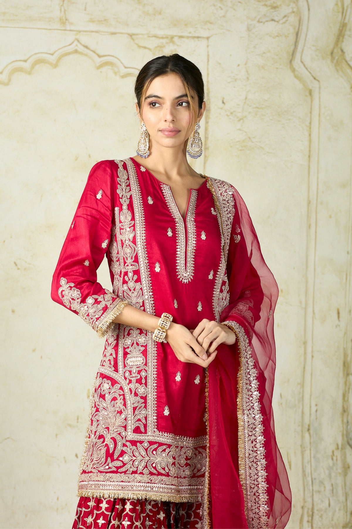 Red Mumtaz Sharara Set