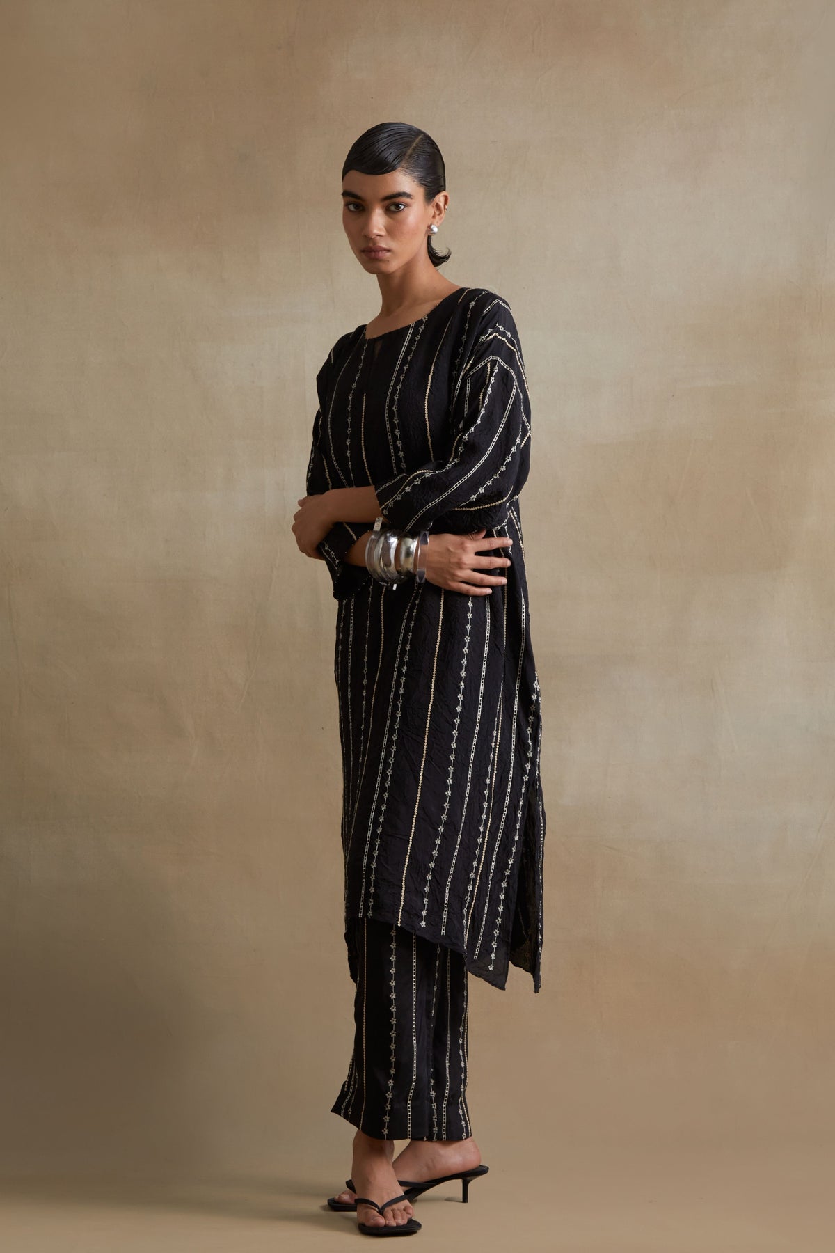 Black  Beaded Embroidered Kurta Set