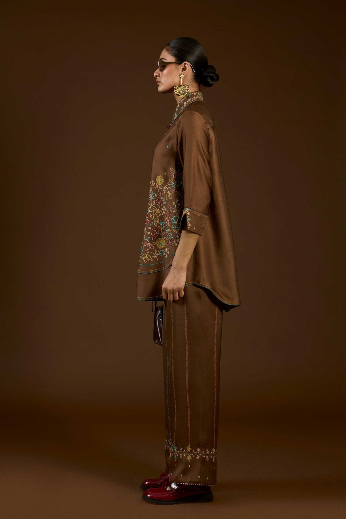 Coffee Aari Co-ord Set
