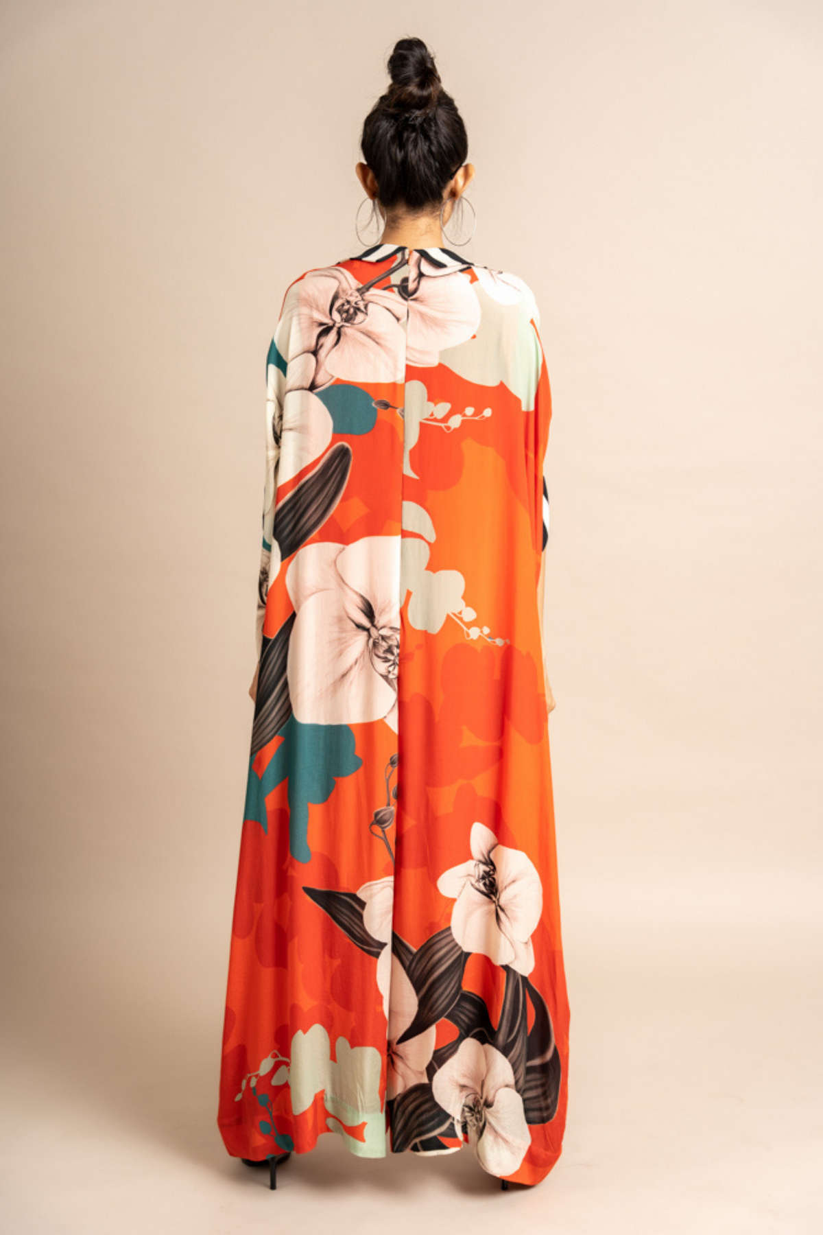 Tangerine Print Kaftan Jumpsuit