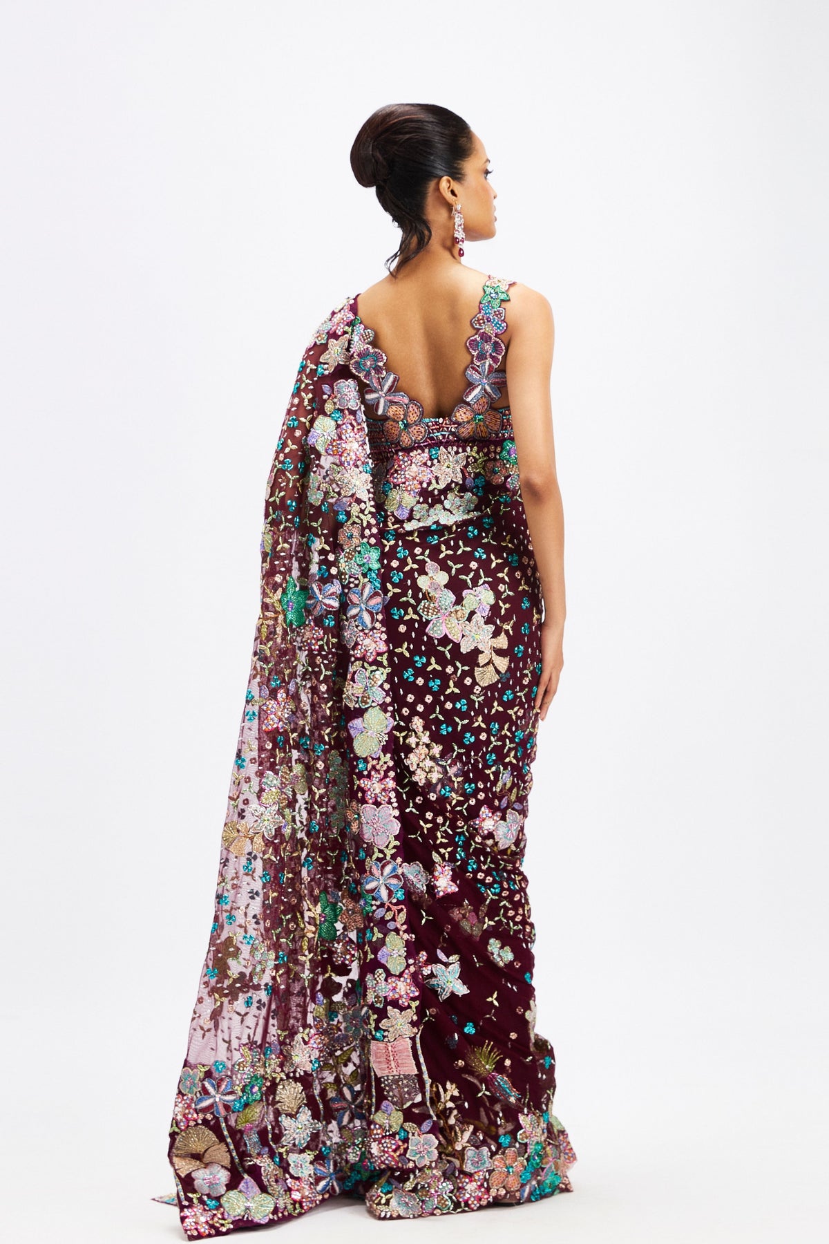 Noira Plum Tulle Saree