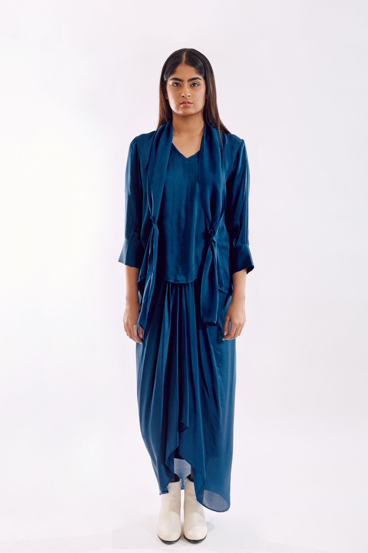 Blue Side Tie Co-ord Set
