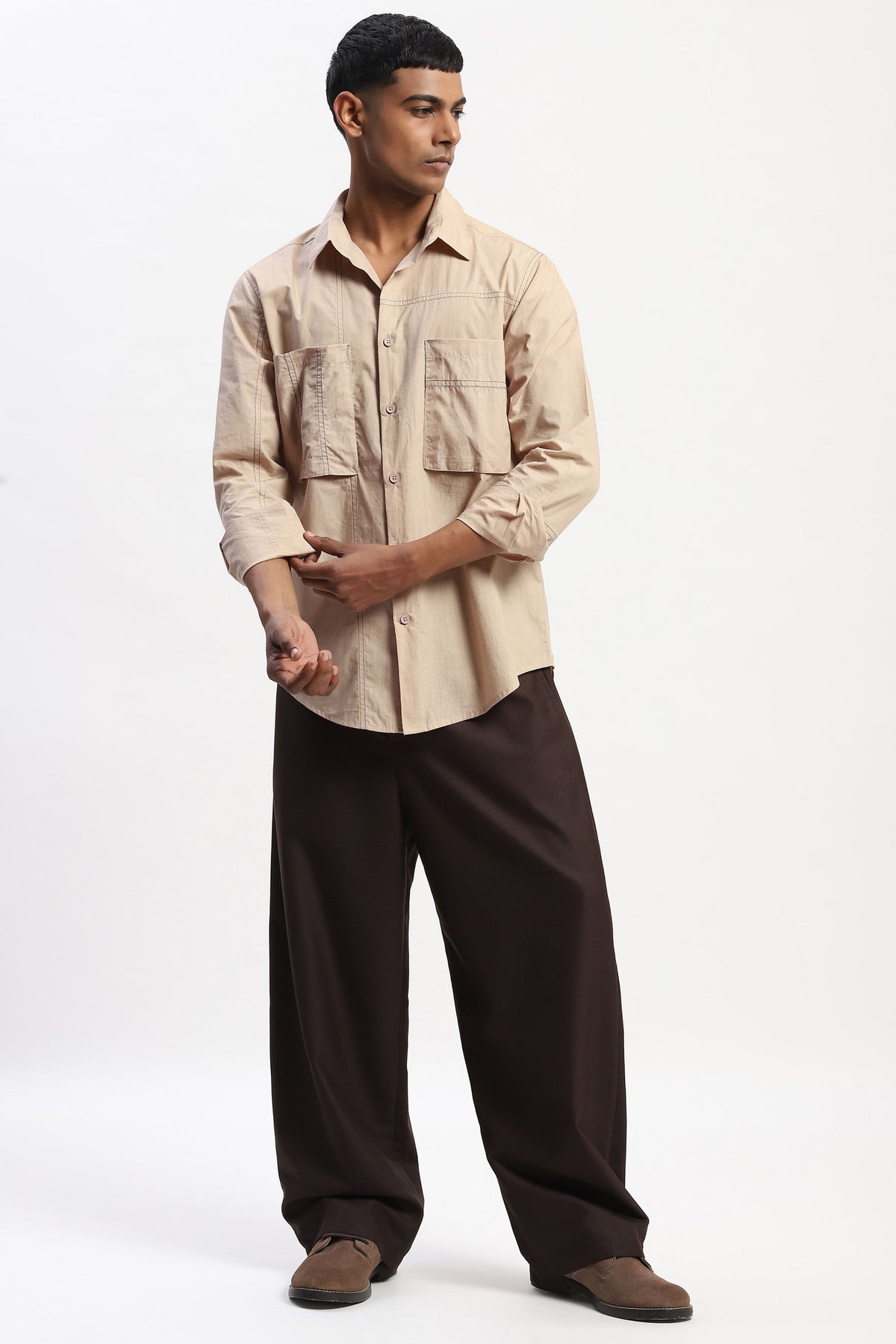 Khaki Tonal Patchwork Shirt