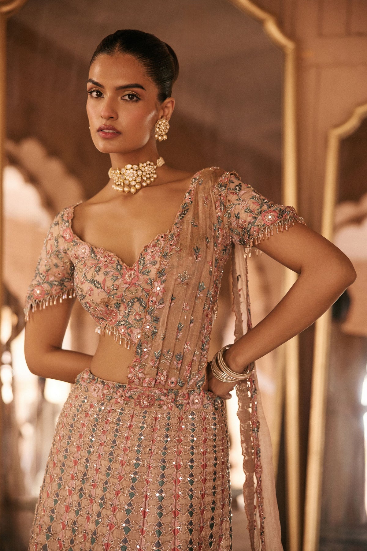 Multi Coloured Innovative Lehenga Set
