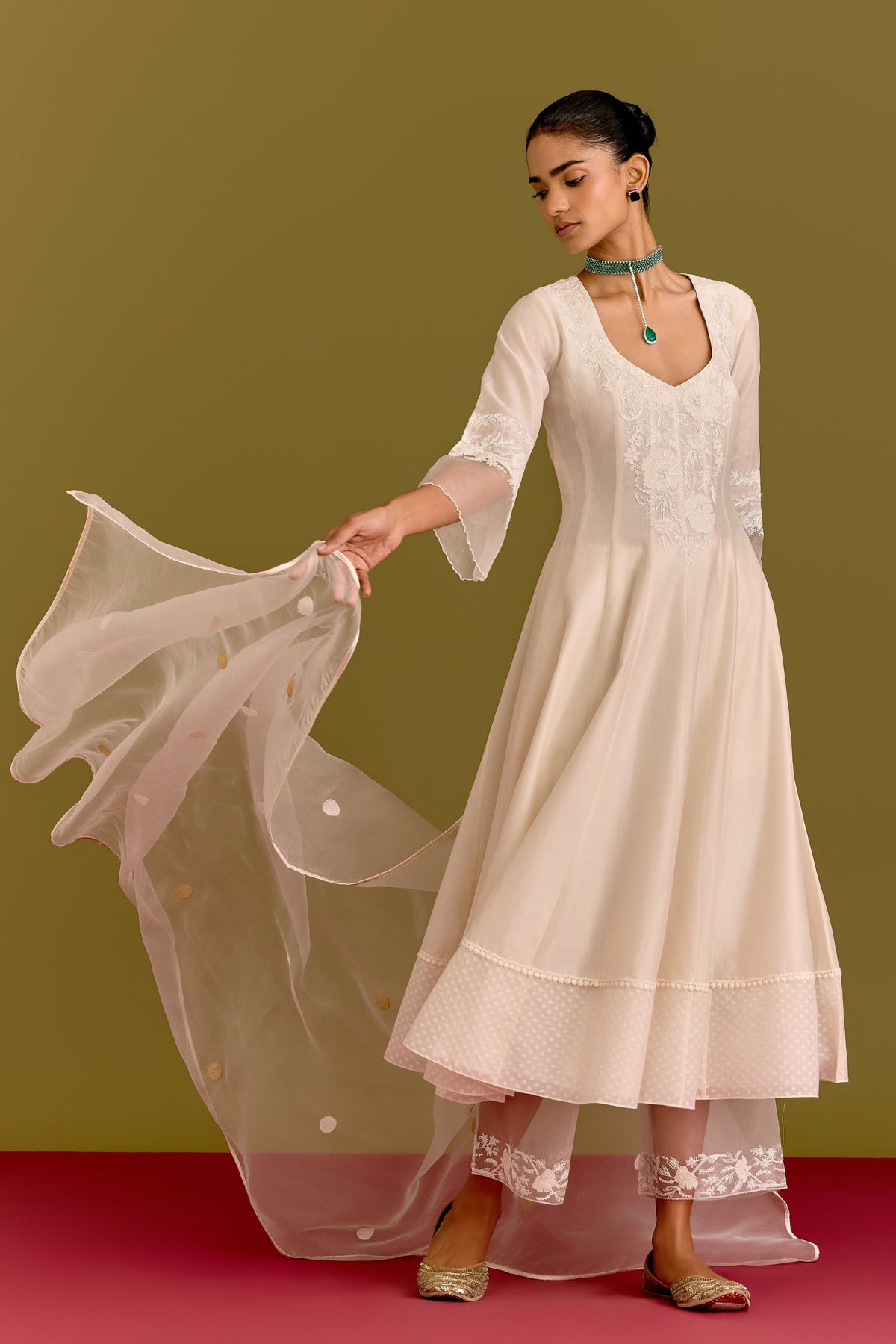 Ivory Anarkali Set