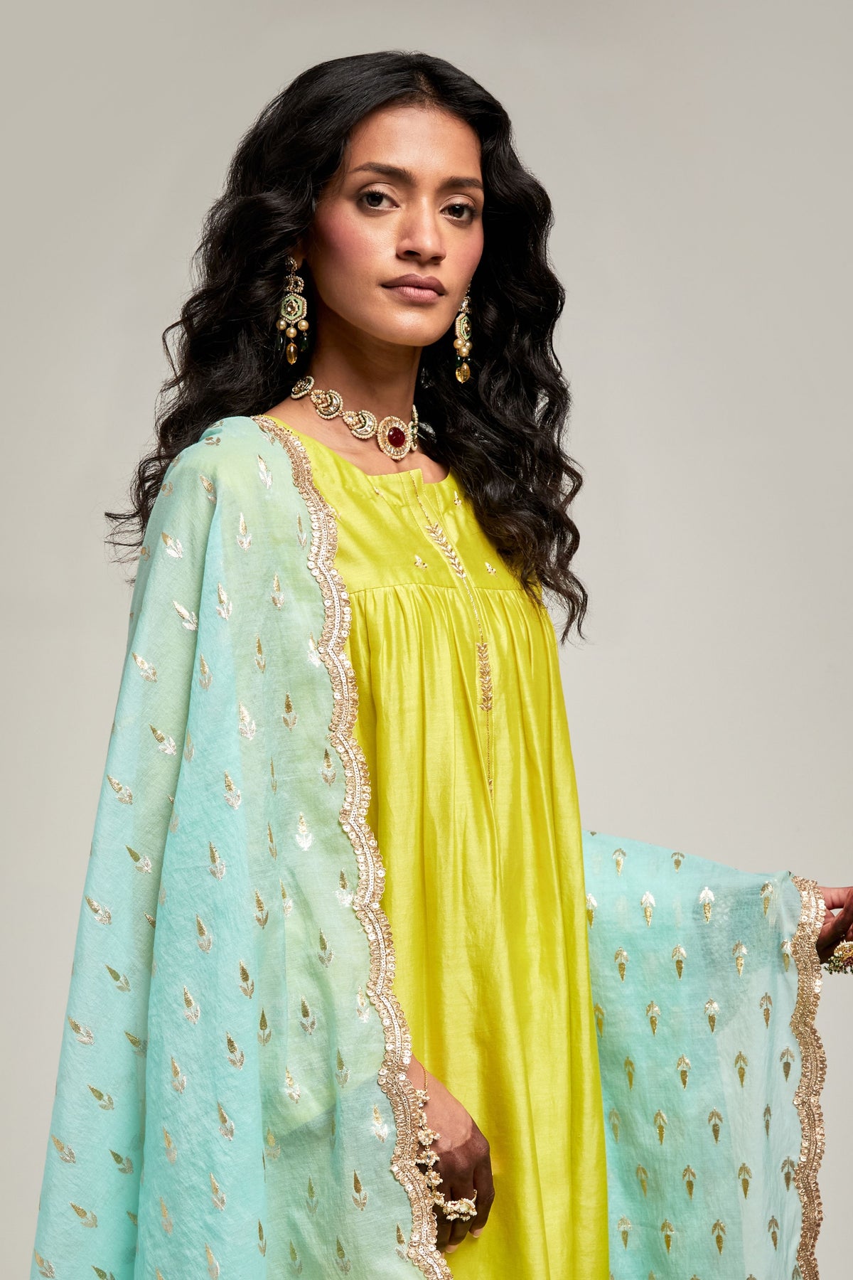 Lime Short Kurta Set