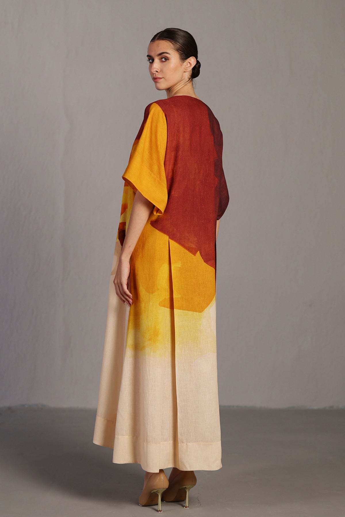 Brown and Ochre Long Dress