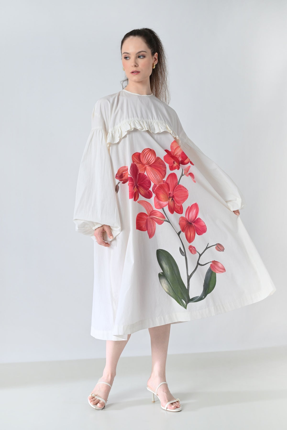 Ivory Orchid Printed Dress