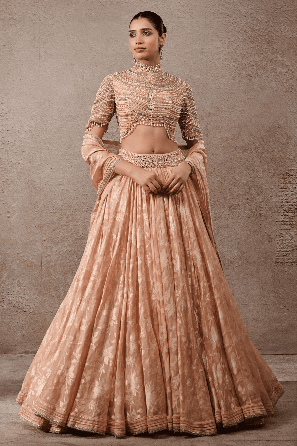 Blush Pearl Textile Lehenga
