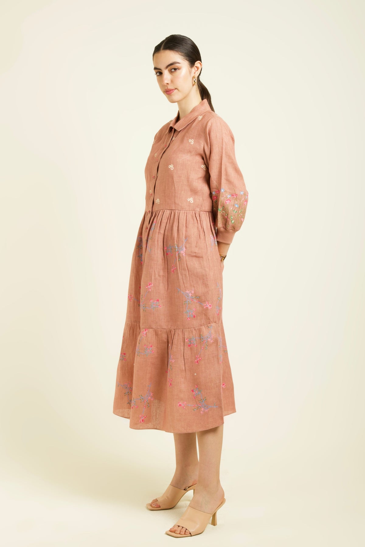 Almond Gathered Dress