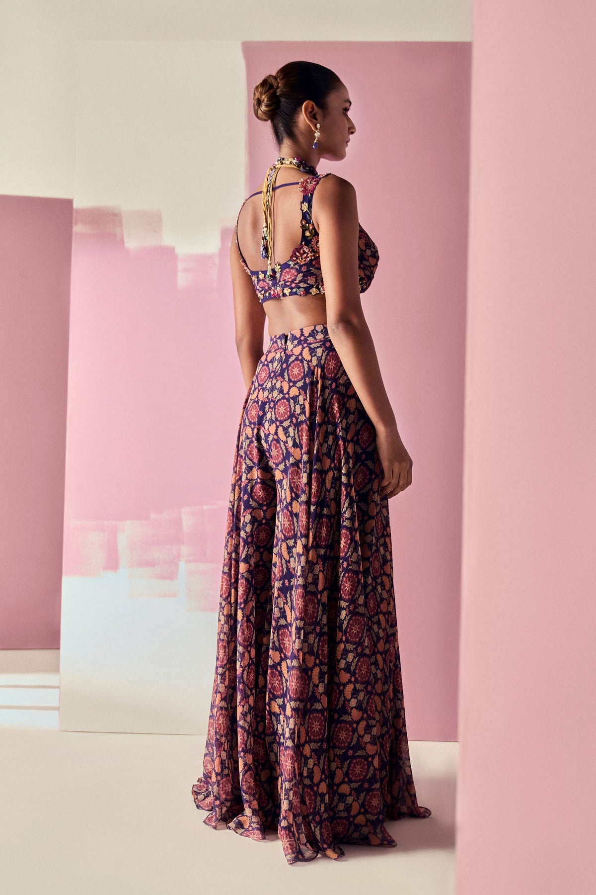 Ewaz Navy Sharara Set