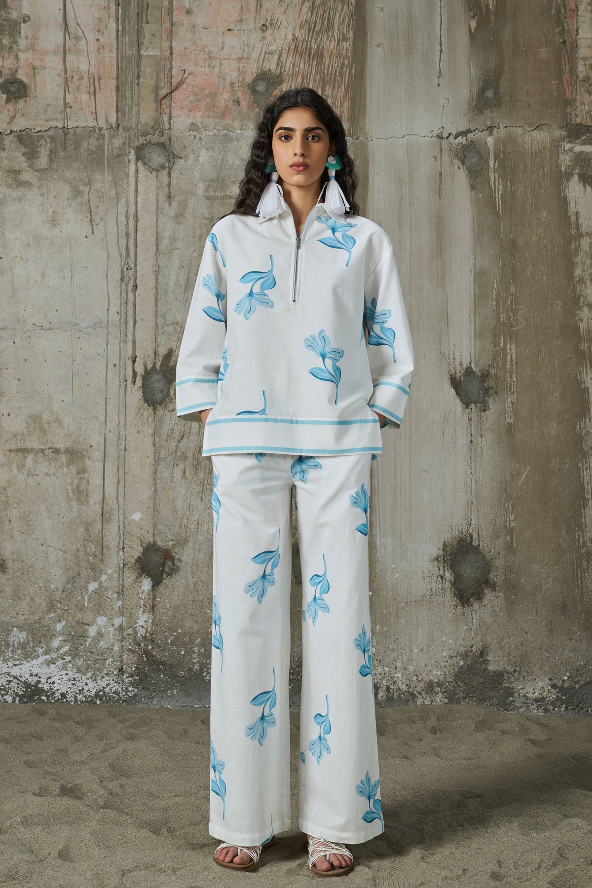 Moonlit Bloom Straight Trousers