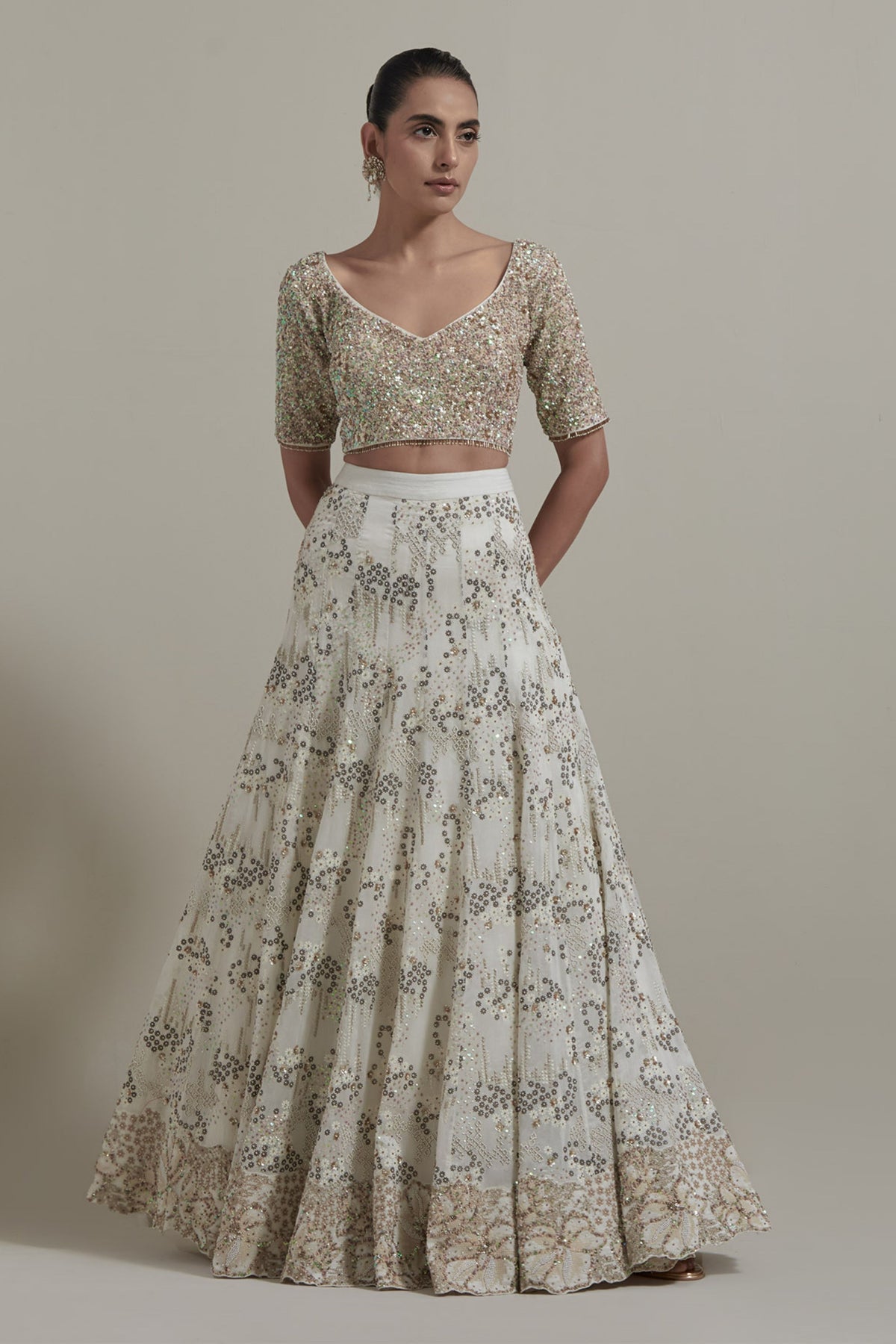 Ivory Embellished Lehenga Set