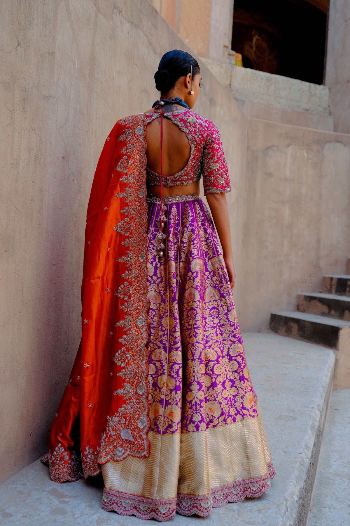 Purple Embroidered Lehenga Set