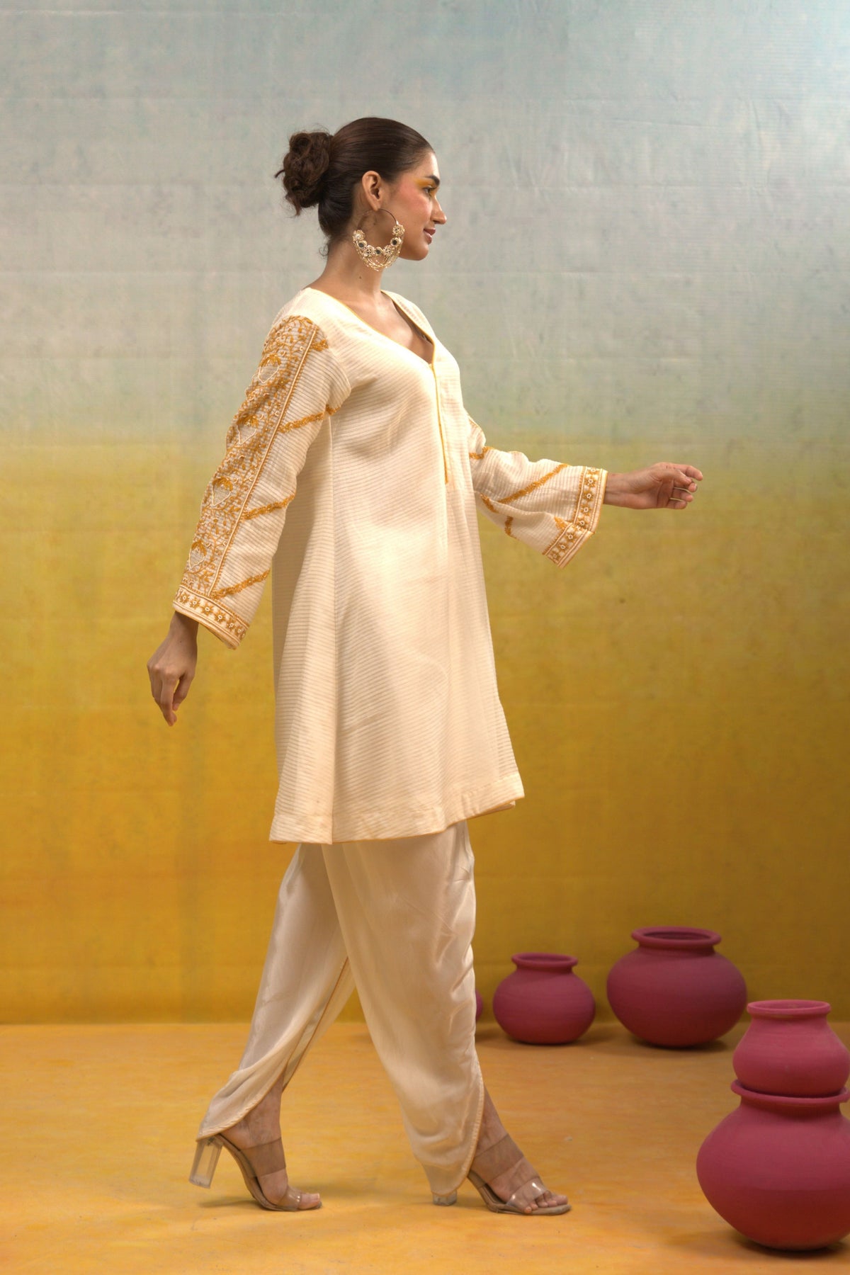 White Tunic and Tulip Salwar Set