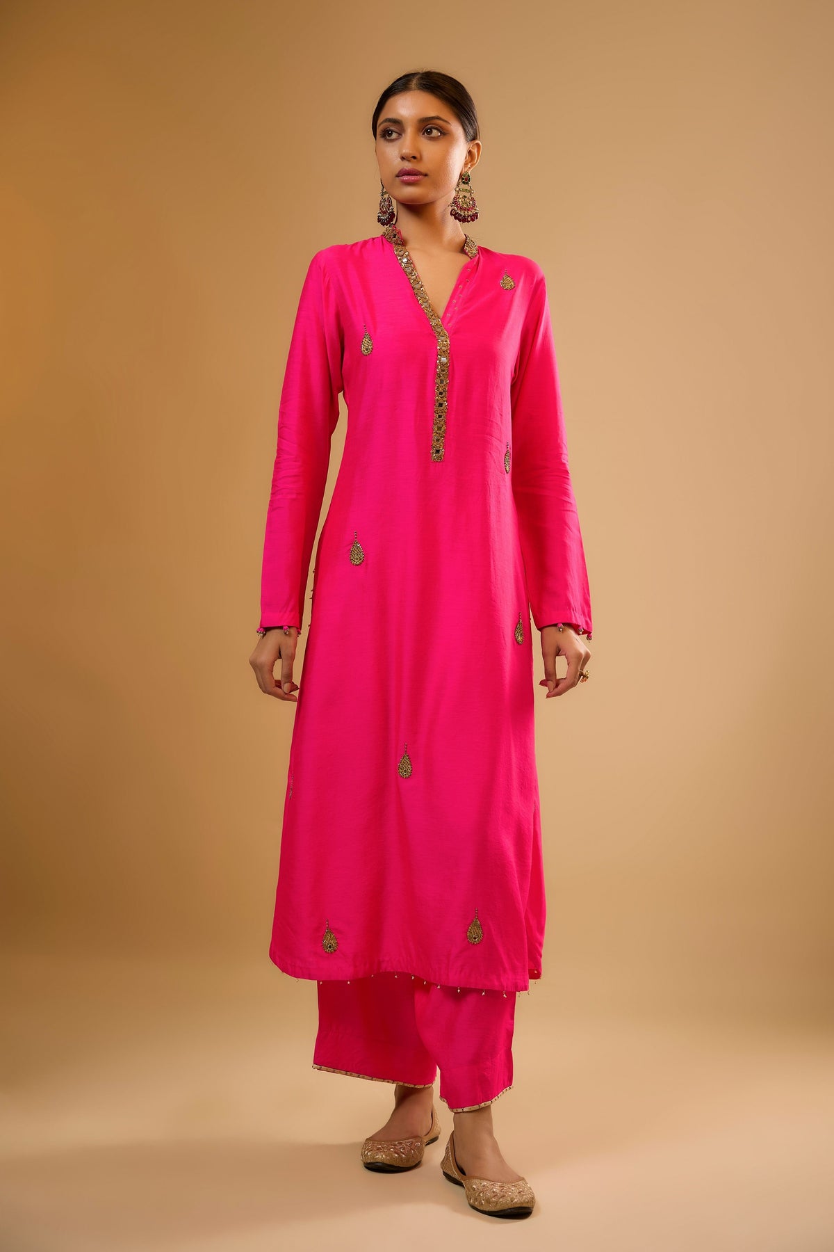 Hot Pink Applique Kurta Set