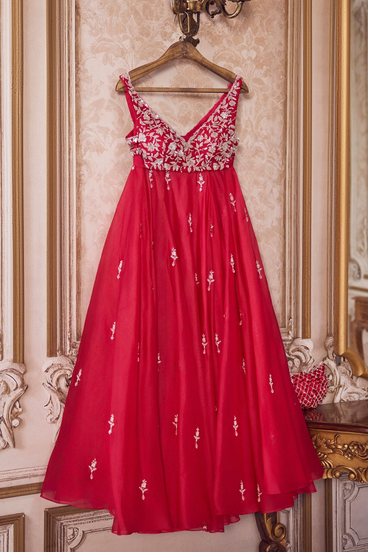 Magenta Organza Lehenga Set