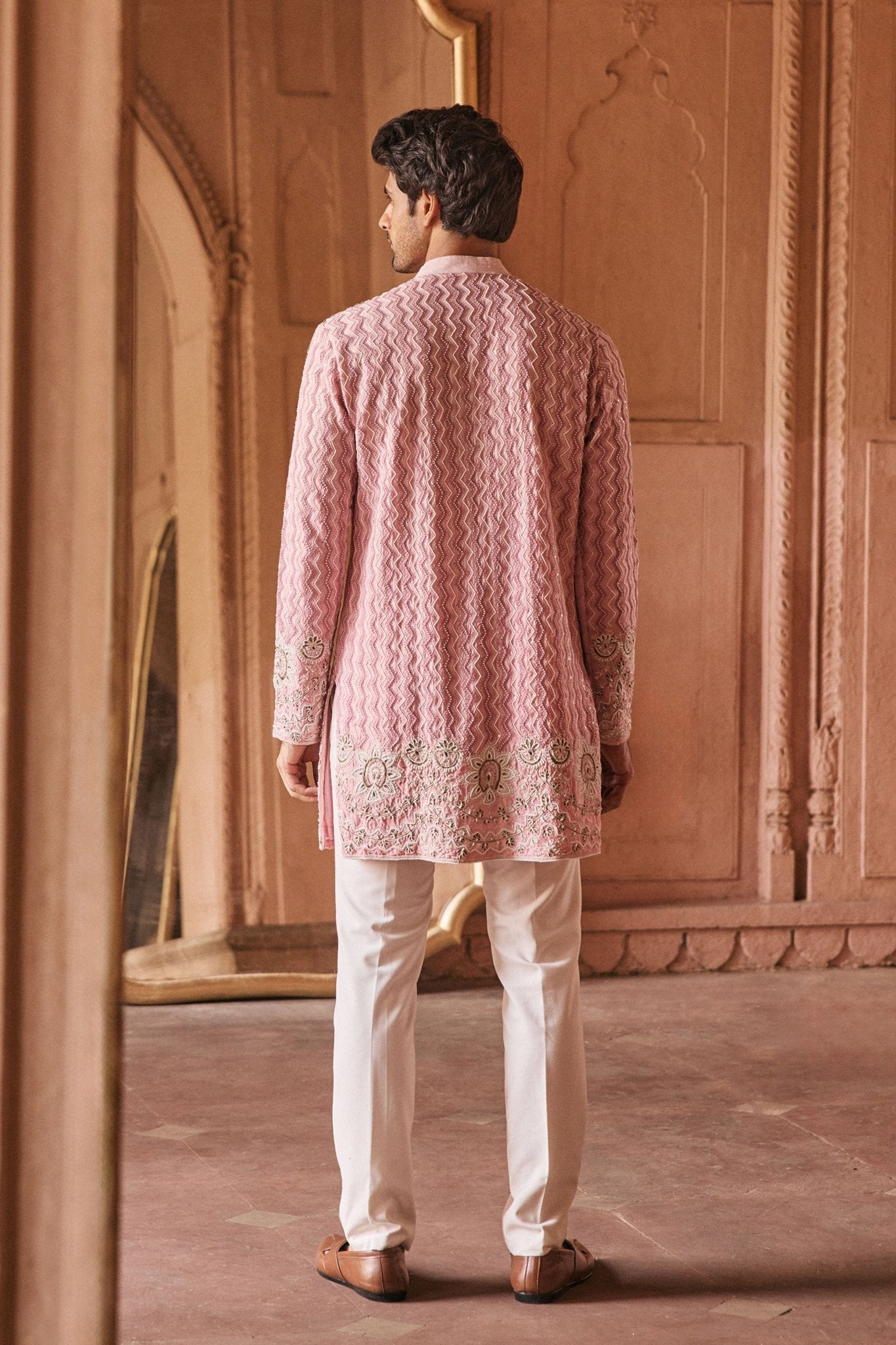 Pink Dori Kurta Set - Anjanaa M Dang Menswear - Elahe