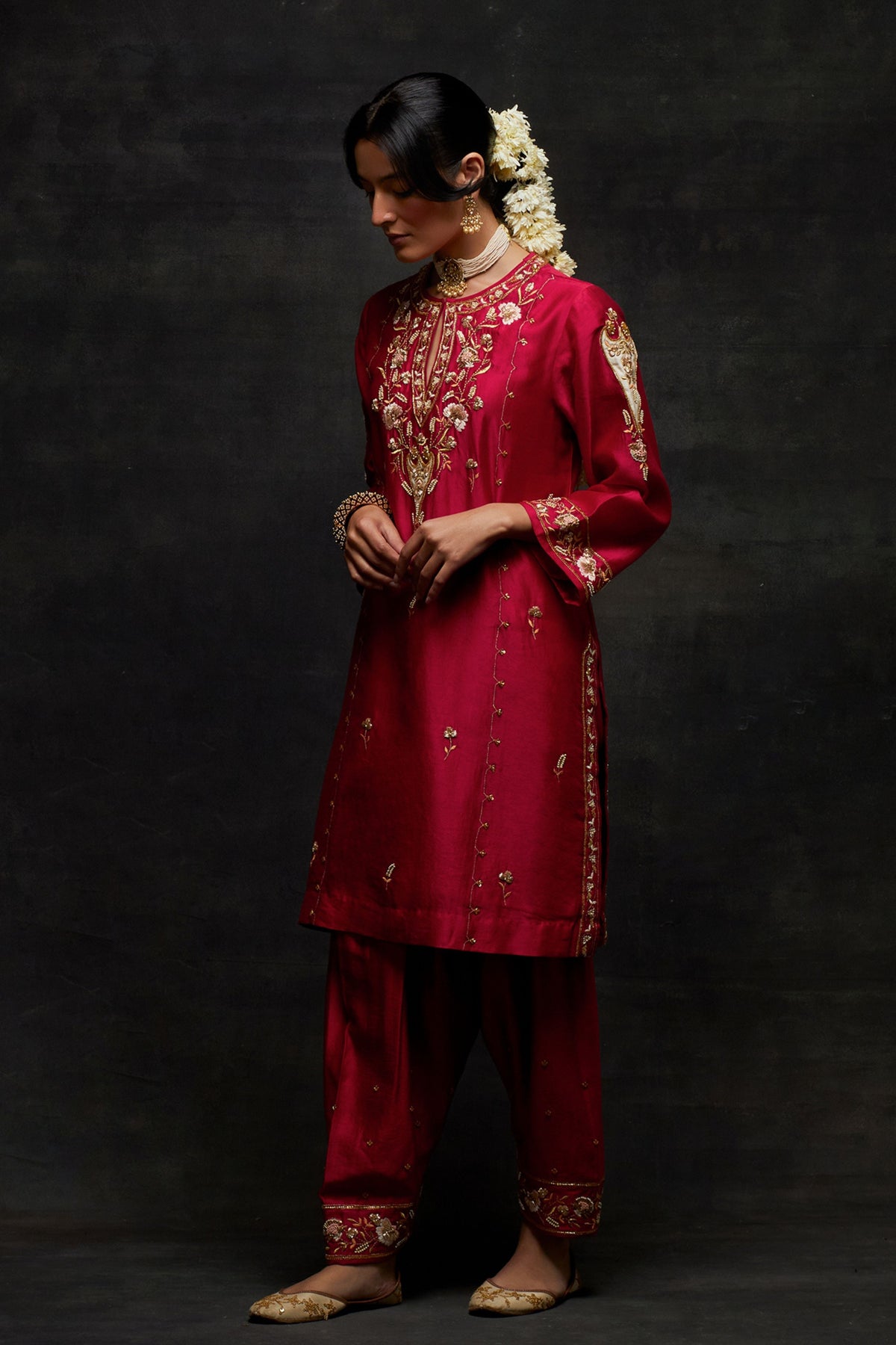 Red Short Kurta Set
